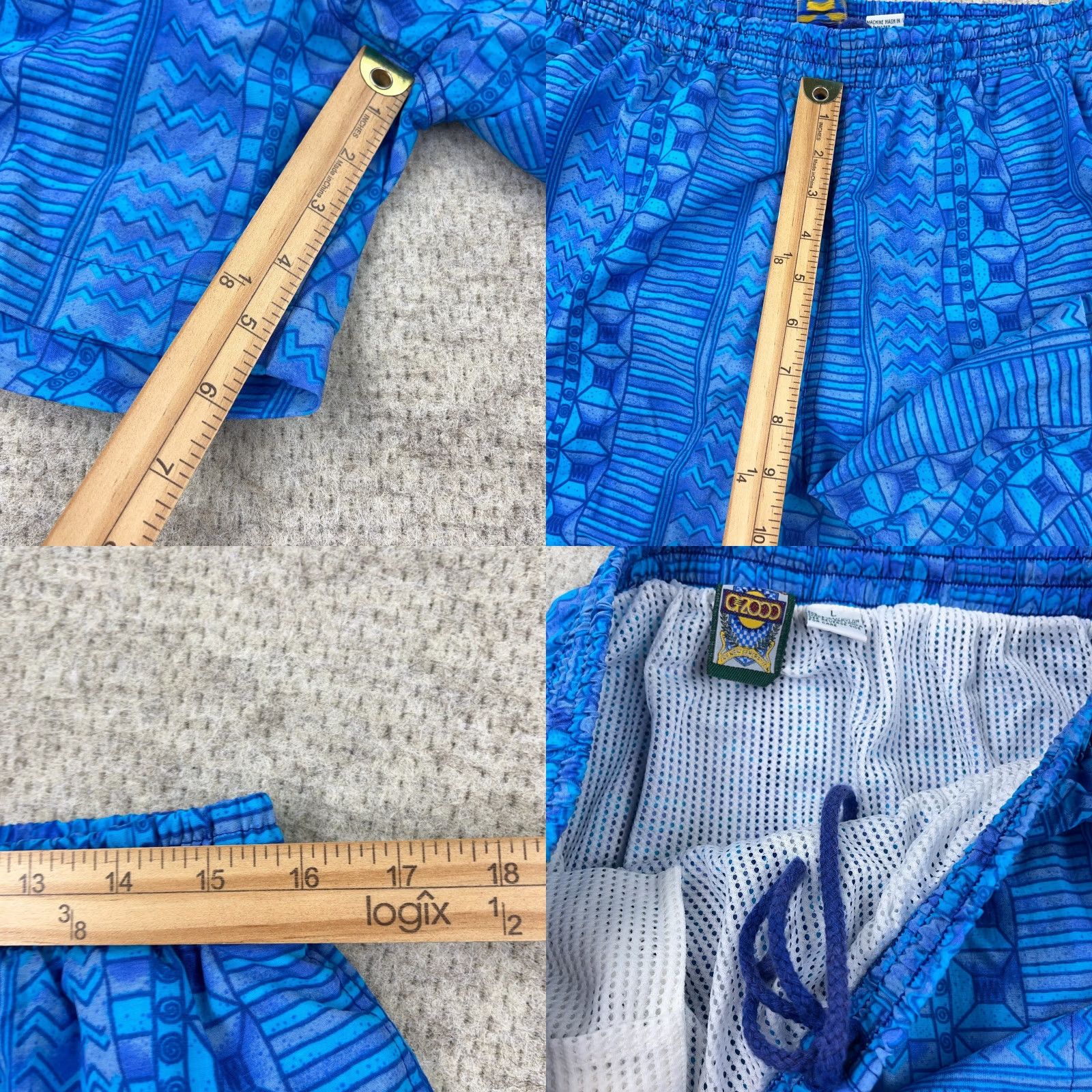 Polo Ralph Lauren VINTAGE Polo Ralph Lauren Swim Trunks Shirt Adult L Blue 90s Geometric Paisley Logo Briefs Shorts Mens Size US 33 - 8 Thumbnail