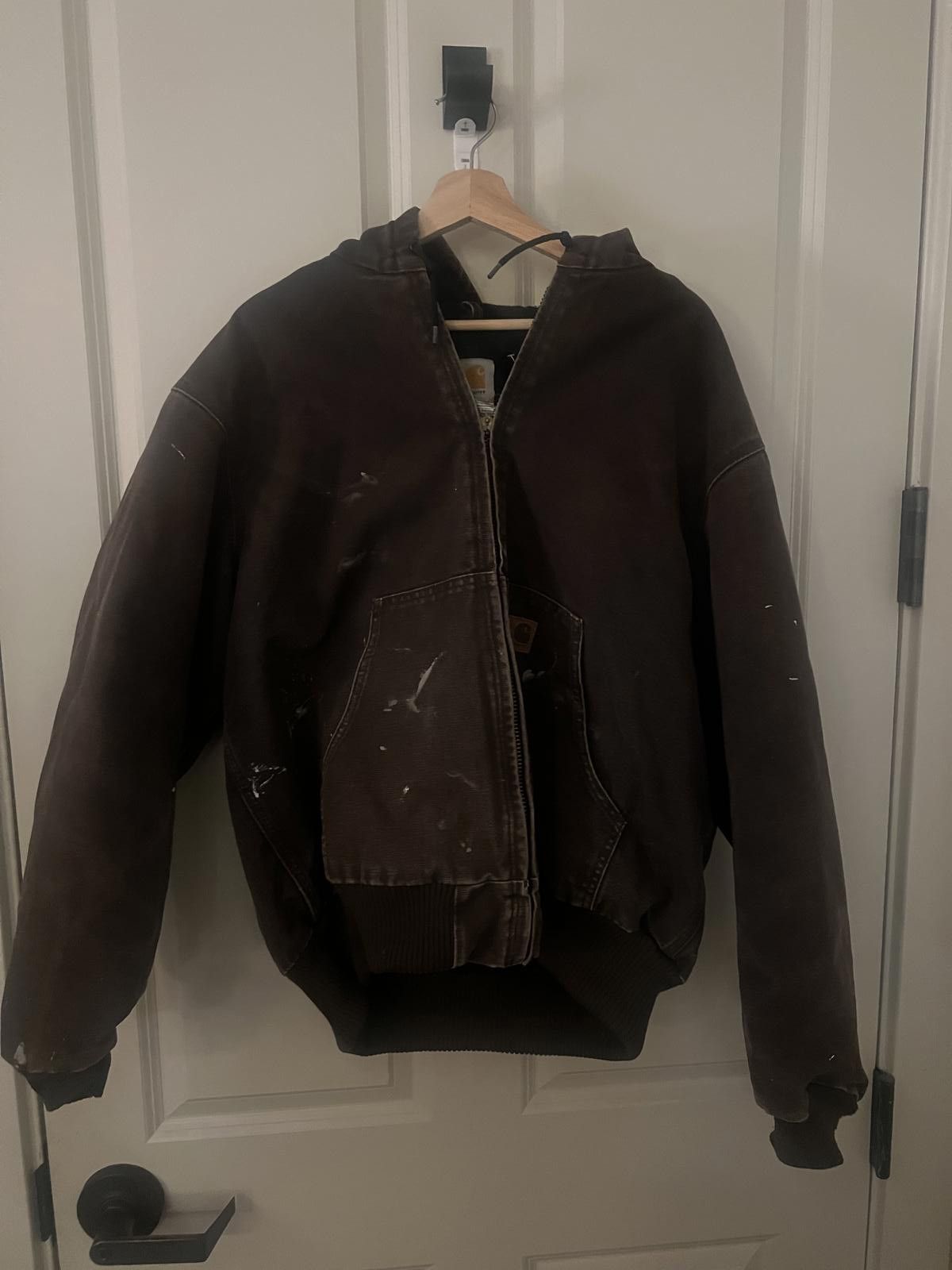 Carhartt Carhartt Men's Brown Hooded Work Jacket with Zip Front Size US L / EU 52-54 / 3 - 1 Thumbnail