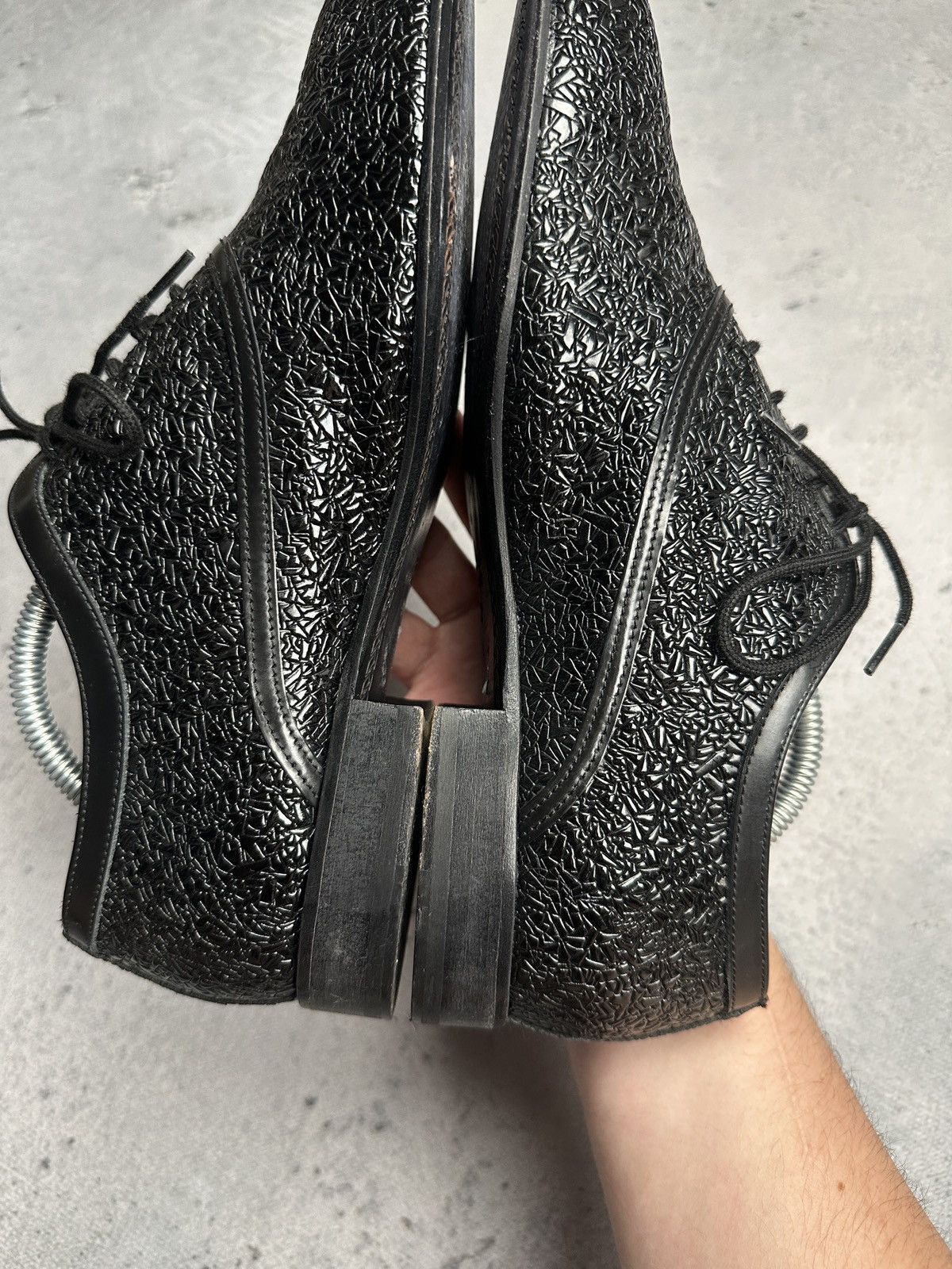 Genuine Leather Eveet Made in Italy Textured Black Derby Shoes Vero Cuoio Size US 9 / EU 42 - 12 Thumbnail