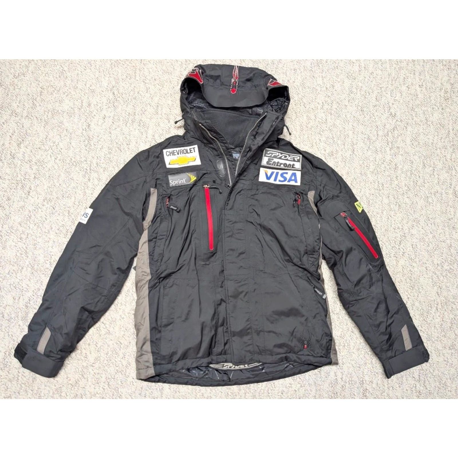Spyder VINTAGE Spyder Jacket - USA Ski Team Coat S Black with SPONSORS Patches Hooded Mens XS? Size US S / EU 44-46 / 1 - 3 Thumbnail