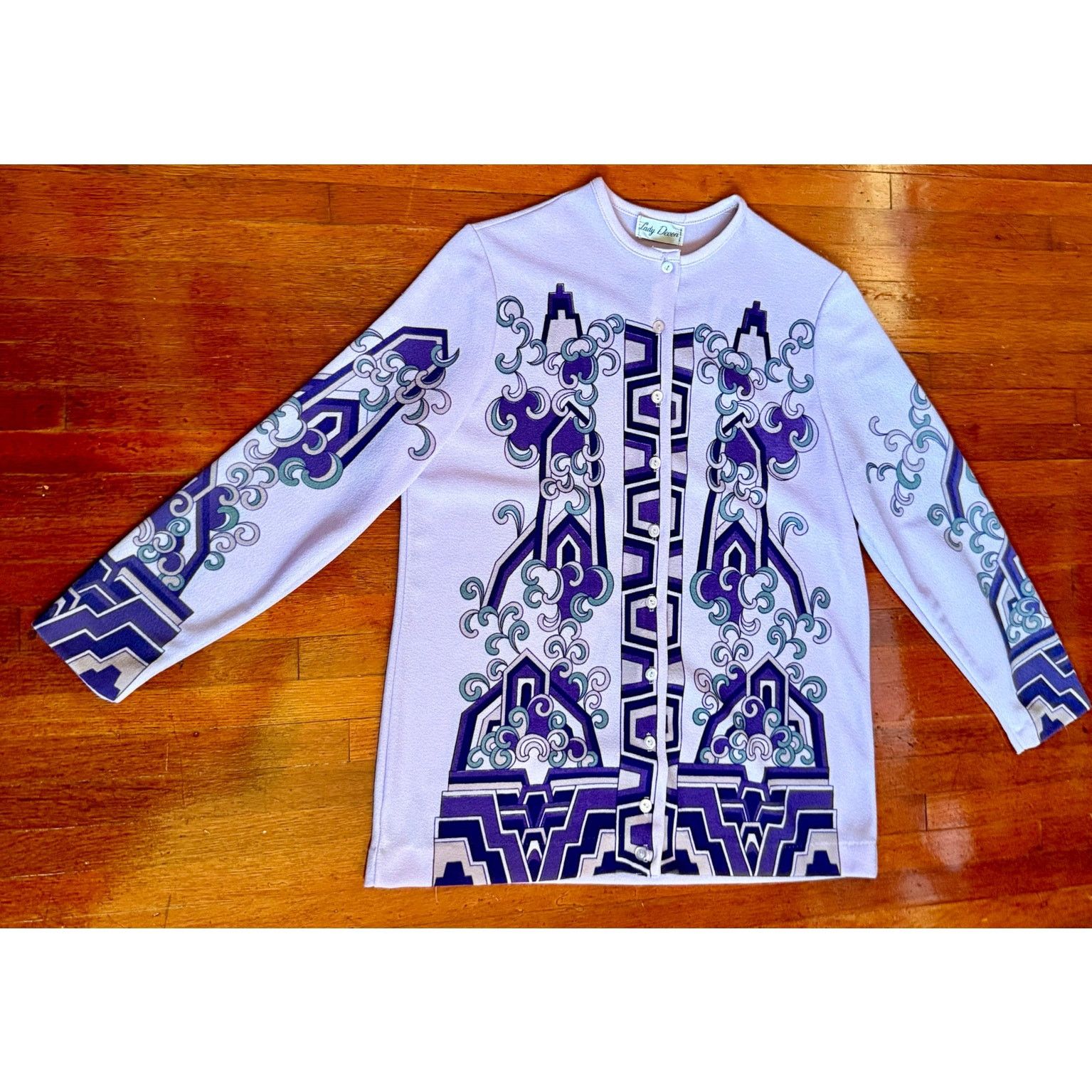 Vintage Vintage 60s Lavender Purple Funky Mod Caridgan Sweater Med Size M / US 6-8 / IT 42-44 - 1 Thumbnail