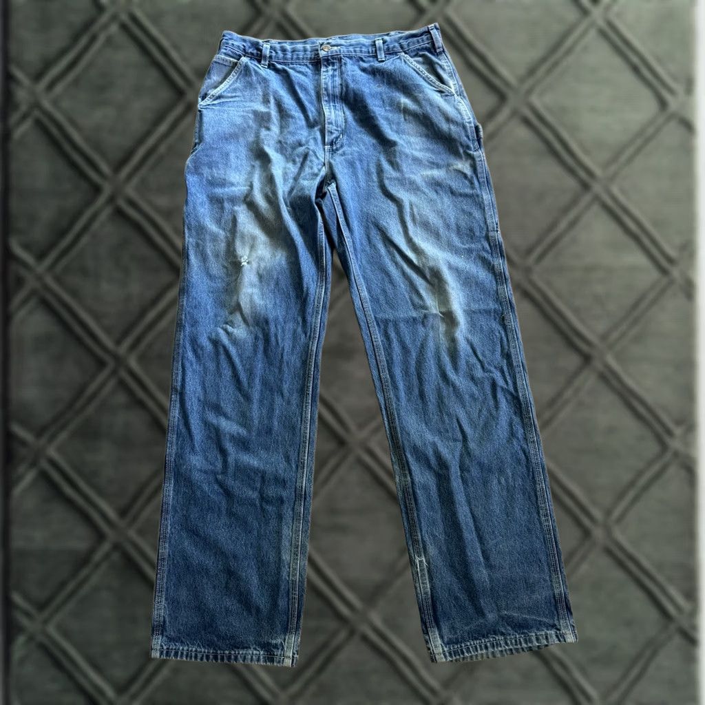 Carhartt Carhartt Carpenter Jeans Men's 38 X 36 Blue Workwear B13 DST 90s Logo USA Size US 38 / EU 54 - 1 Thumbnail
