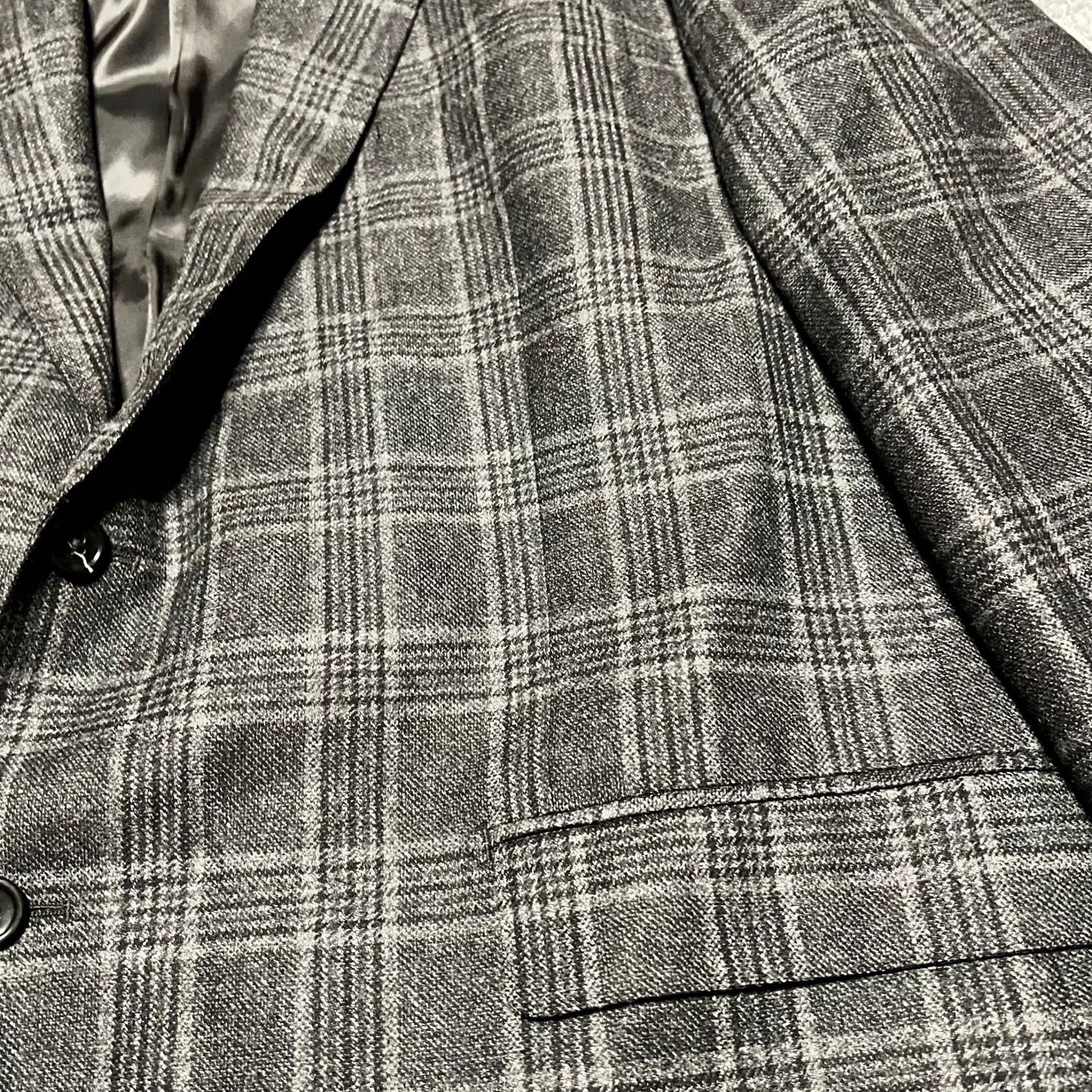 Vintage Baroni Blazer Mens 48R Super 150s Gray Plaid Wool Sport Coat Jacket Size 48R - 2 Thumbnail