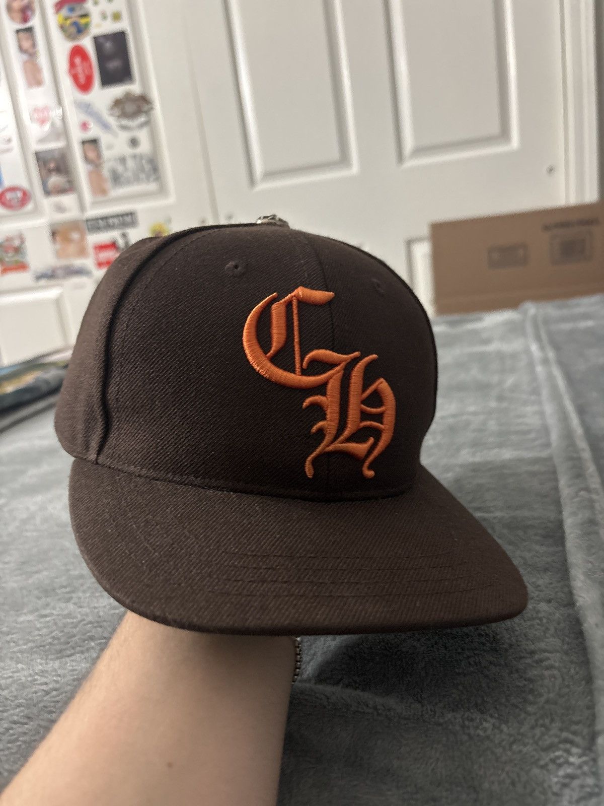 帽子 Chrome embroided cross brown cap Chrome Hearts Chrome Hearts “CH” Cross Hat Brown and Pink | Grailed