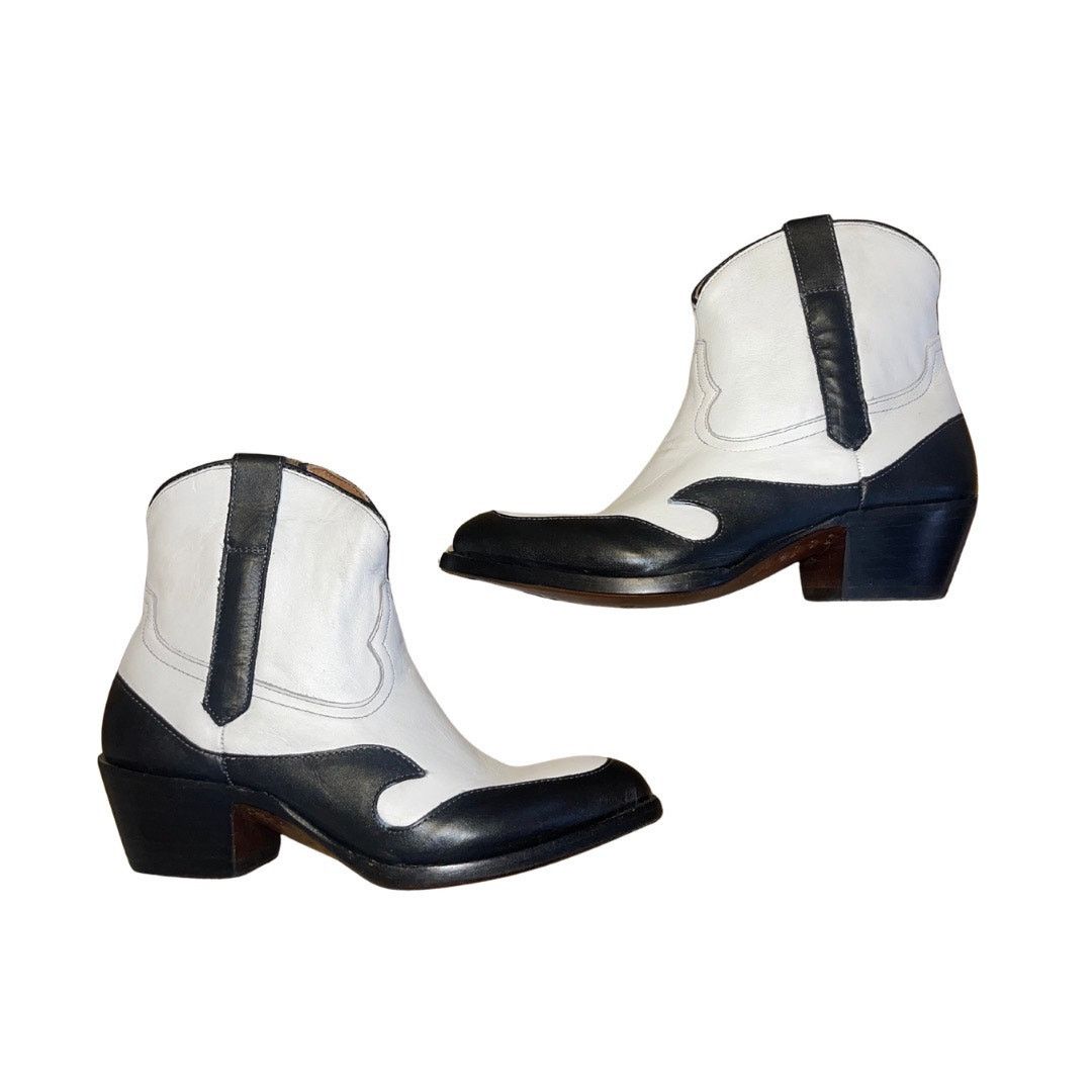 Lucchese Lucchese Black White Flame Overlay Bianca Cowboy Boots SZ 9B Size US 9 / IT 39 - 1 Thumbnail