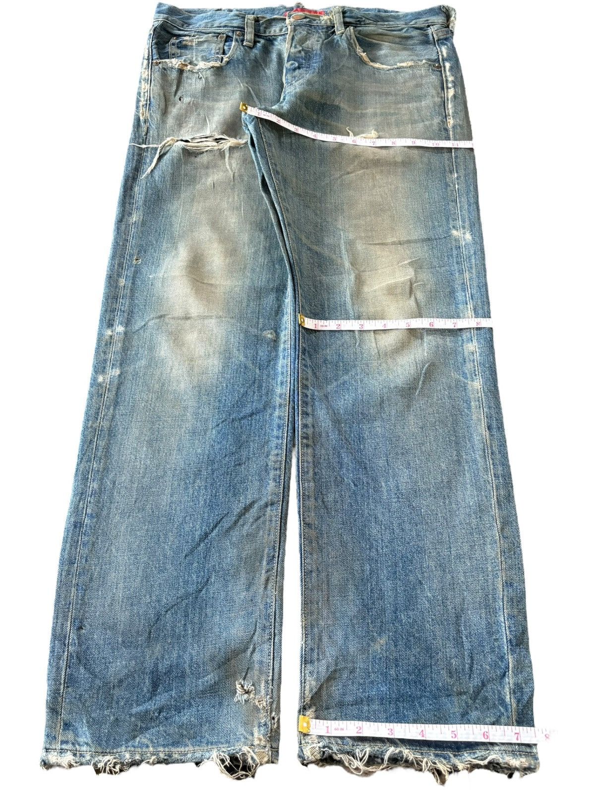 Edwin Vintage Japanese Red Card Buckle Back Mud Wash Distress Jean Size US 34 / EU 50 - 8 Thumbnail