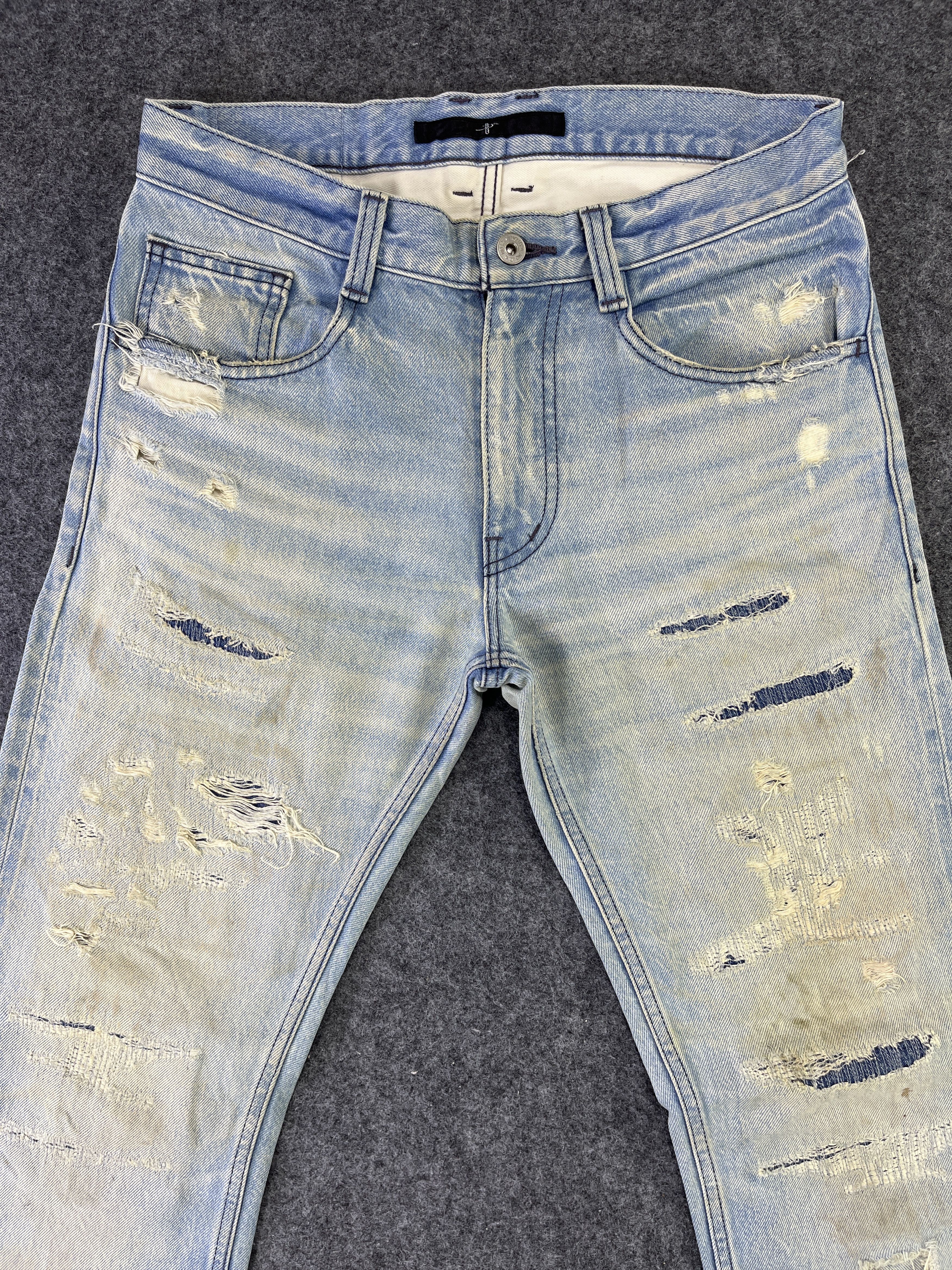 Japanese Brand NO ID Distressed Jeans Red Line Denim - J835 Size 32" / US 10 / IT 46 - 2 Thumbnail