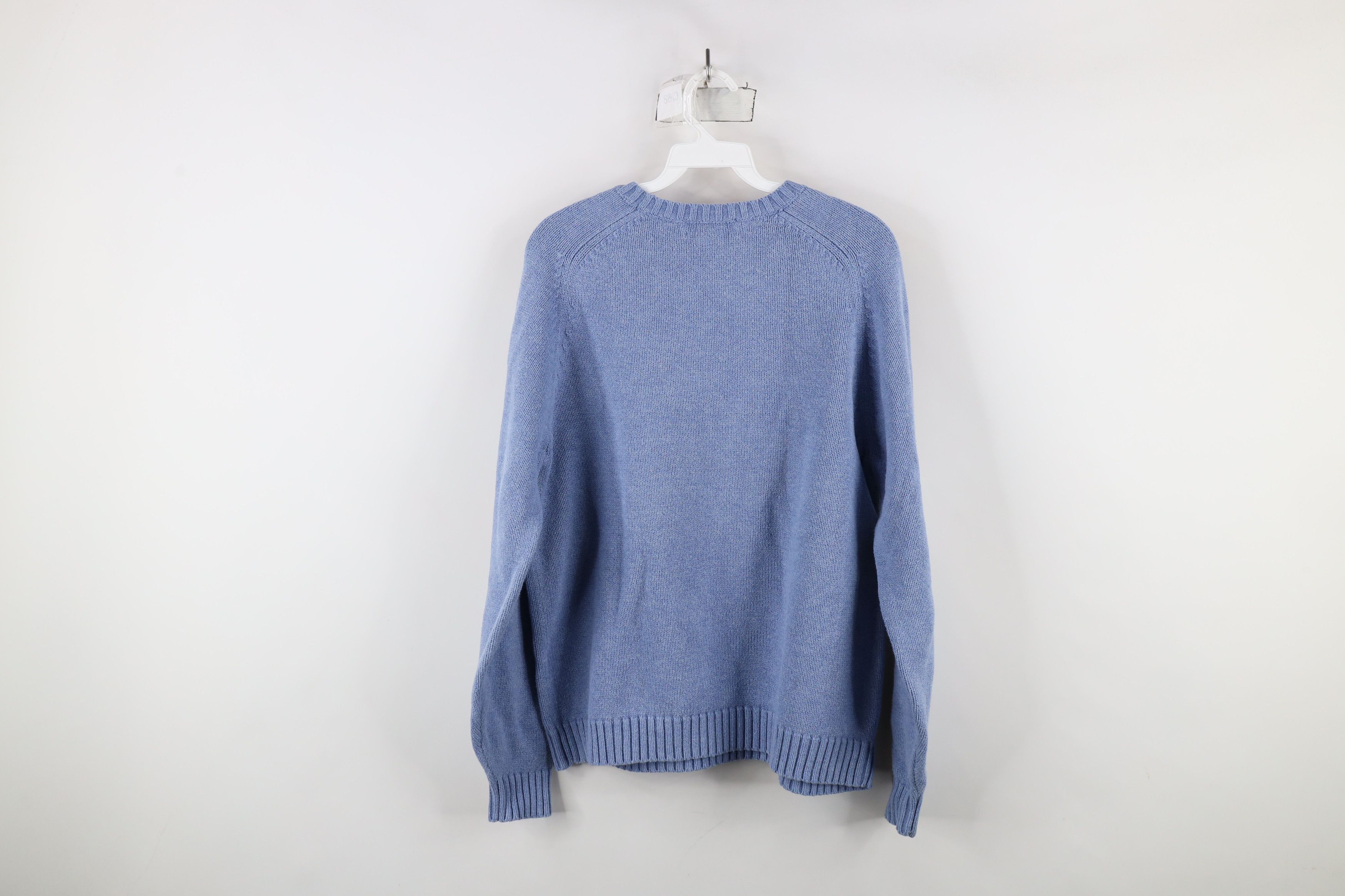 Lands' End × Vintage Vintage 90s Lands End Blank Cotton Knit Sweater Blue Japan Size L / US 10 / IT 46 - 7 Thumbnail