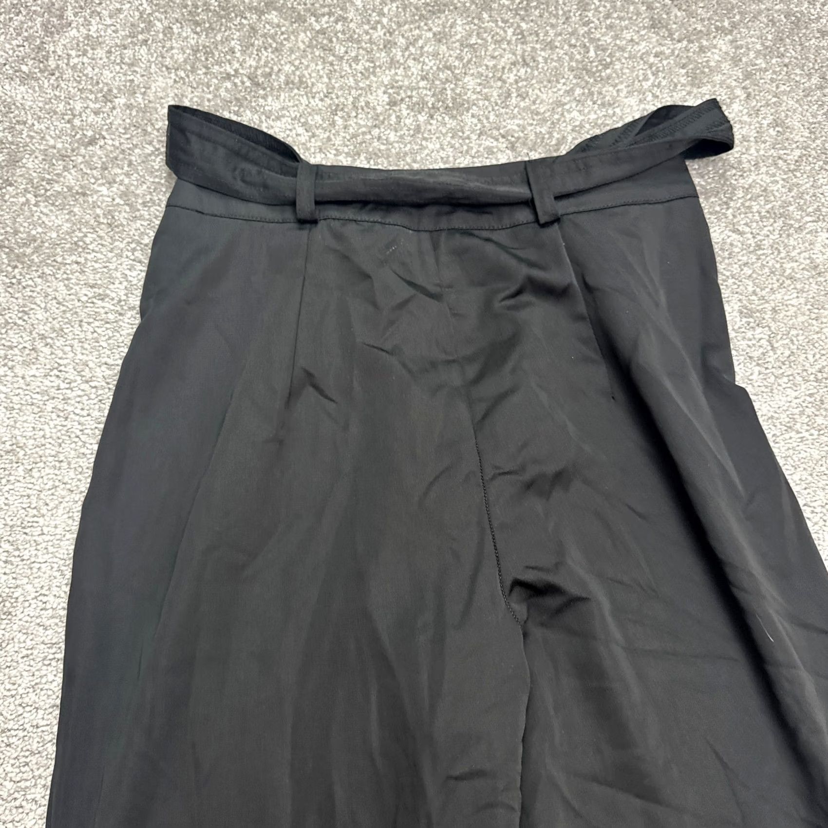 Boohoo Boohoo Black High Rise Pleated Paperbag Tapered Pants Womens 8 Formal Casual Workwear Belted Size 30" / US 8 / IT 44 - 3 Thumbnail
