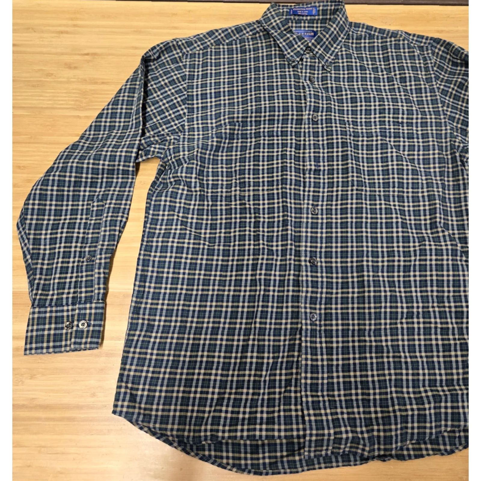 Pendleton VINTAGE Pendleton Shirt Mens Medium Green Blue Plaid Expedition Button Down Long Sleeve Size US L / EU 52-54 / 3 - 3 Thumbnail