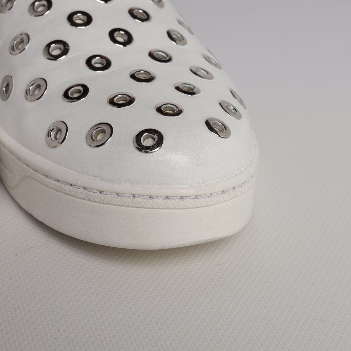 Prada Prada White Leather Slip-on Sneakers Trainers Shoes Grommet Size US 9 / IT 39 - 21 Thumbnail