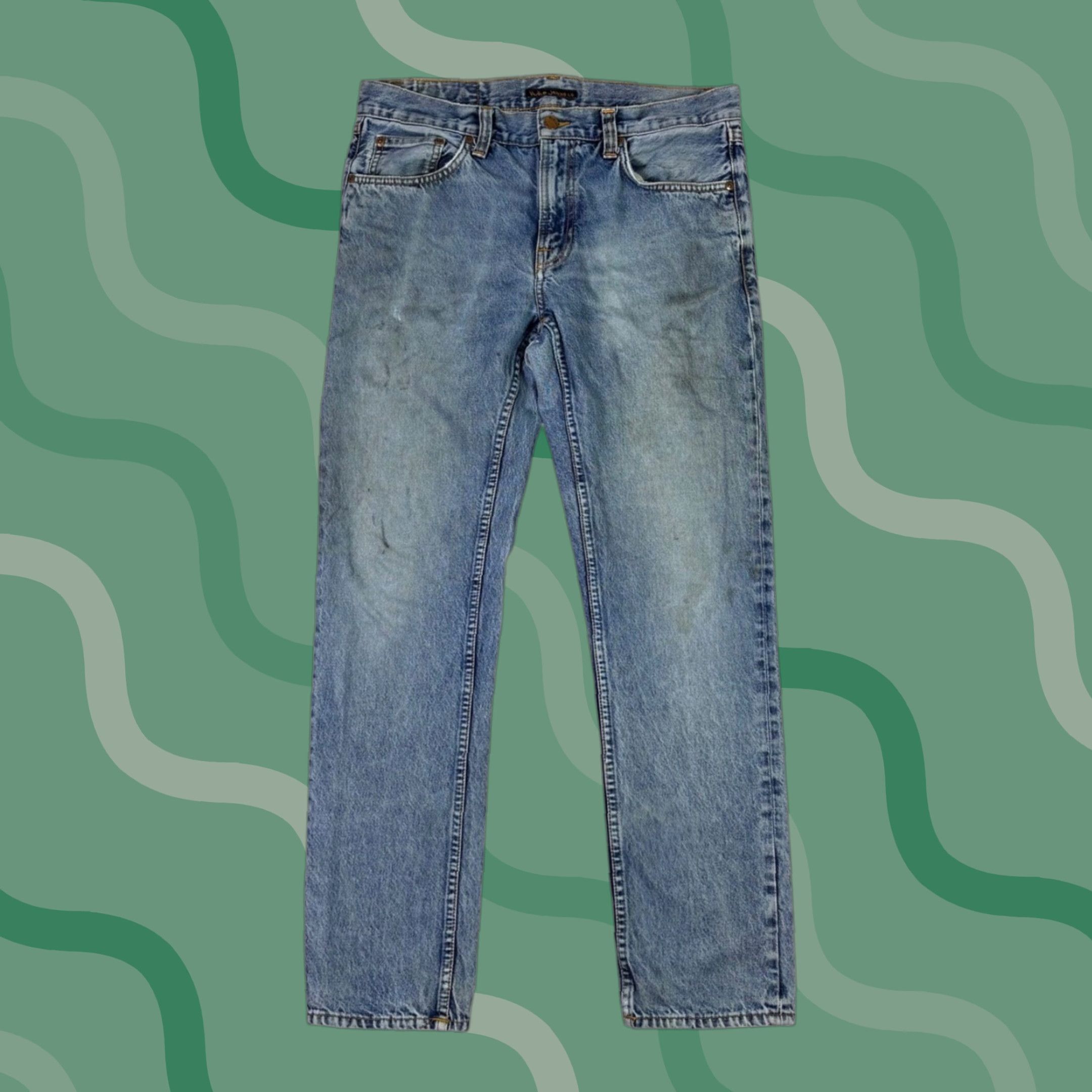 Nudie Jeans Nudie Jeans Co Mens Straight Leg Denim Jeans Light Wash Distressed Size 34x31 Jeans Mens Straight Leg Denim Light Wash Distressed 34x31 Size US 34 / EU 50 - 1 Thumbnail