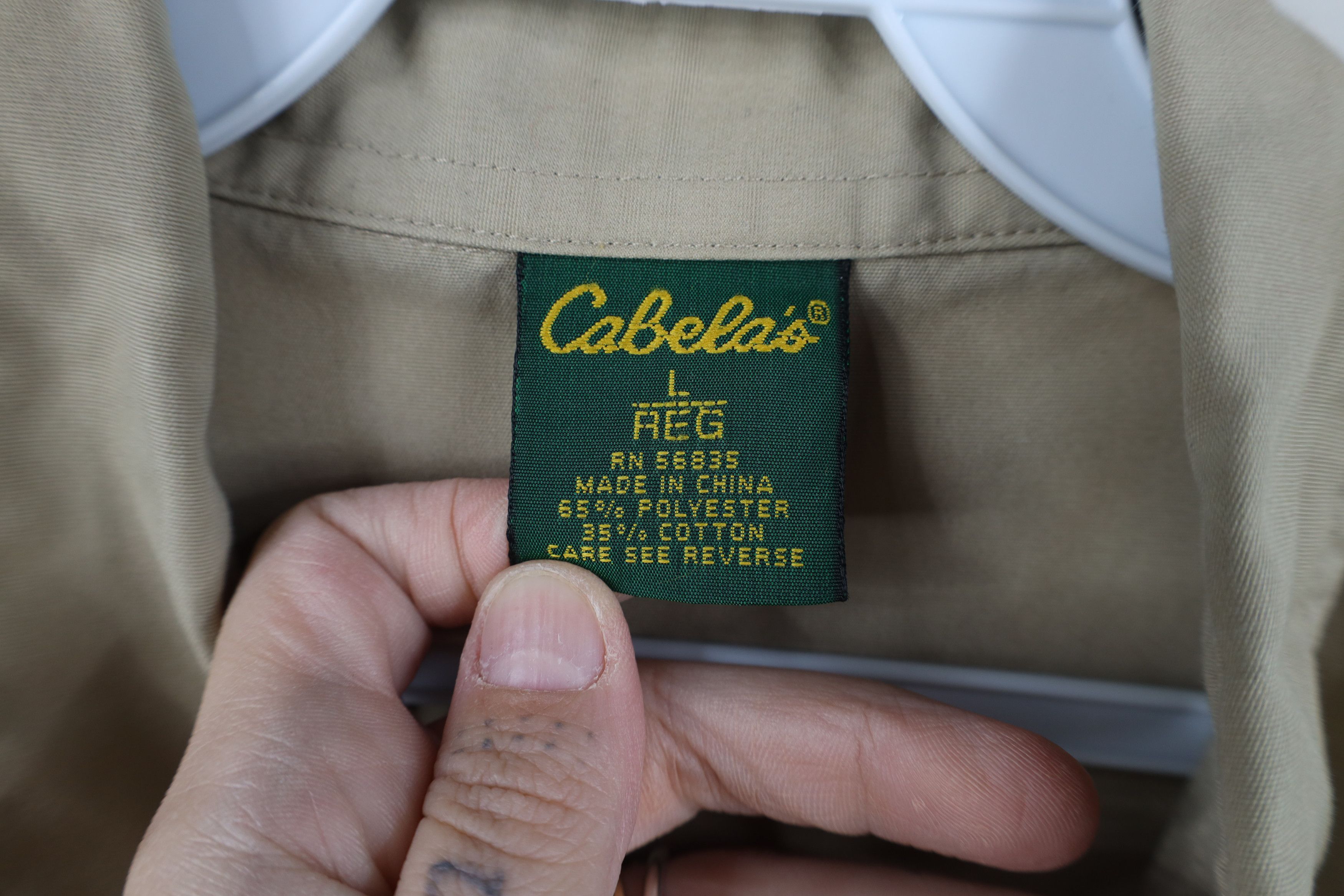 Cabelas Vintage 90s Cabelas Spell Out Safari Bush Button Shirt Beige Size US L / EU 52-54 / 3 - 11 Thumbnail