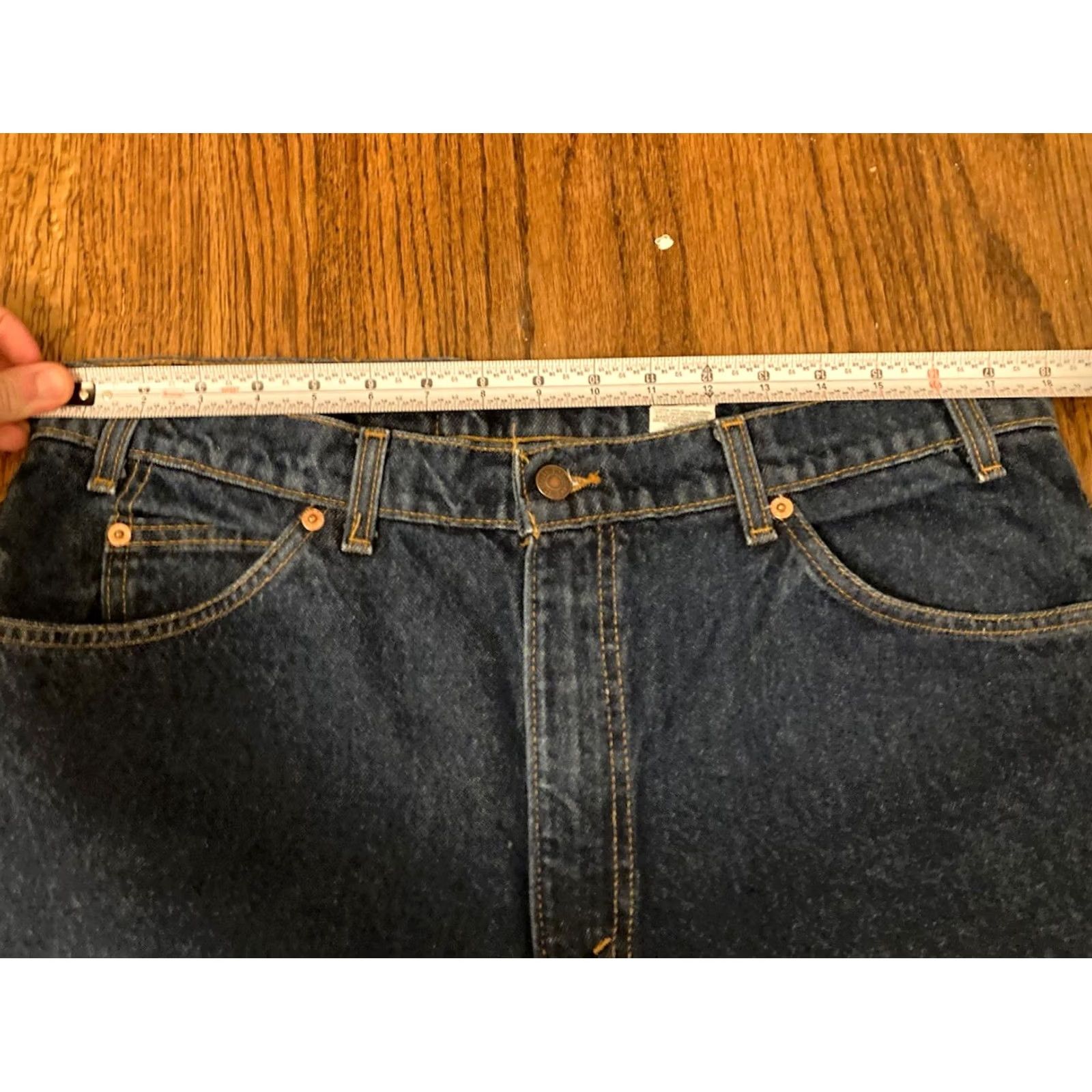 Levi's VINTAGE Levi's 550 Jeans Mens 38x32 (fits 36x32) Dark Blue Orange Tag USA Made 90s Size US 38 / EU 54 - 6 Thumbnail