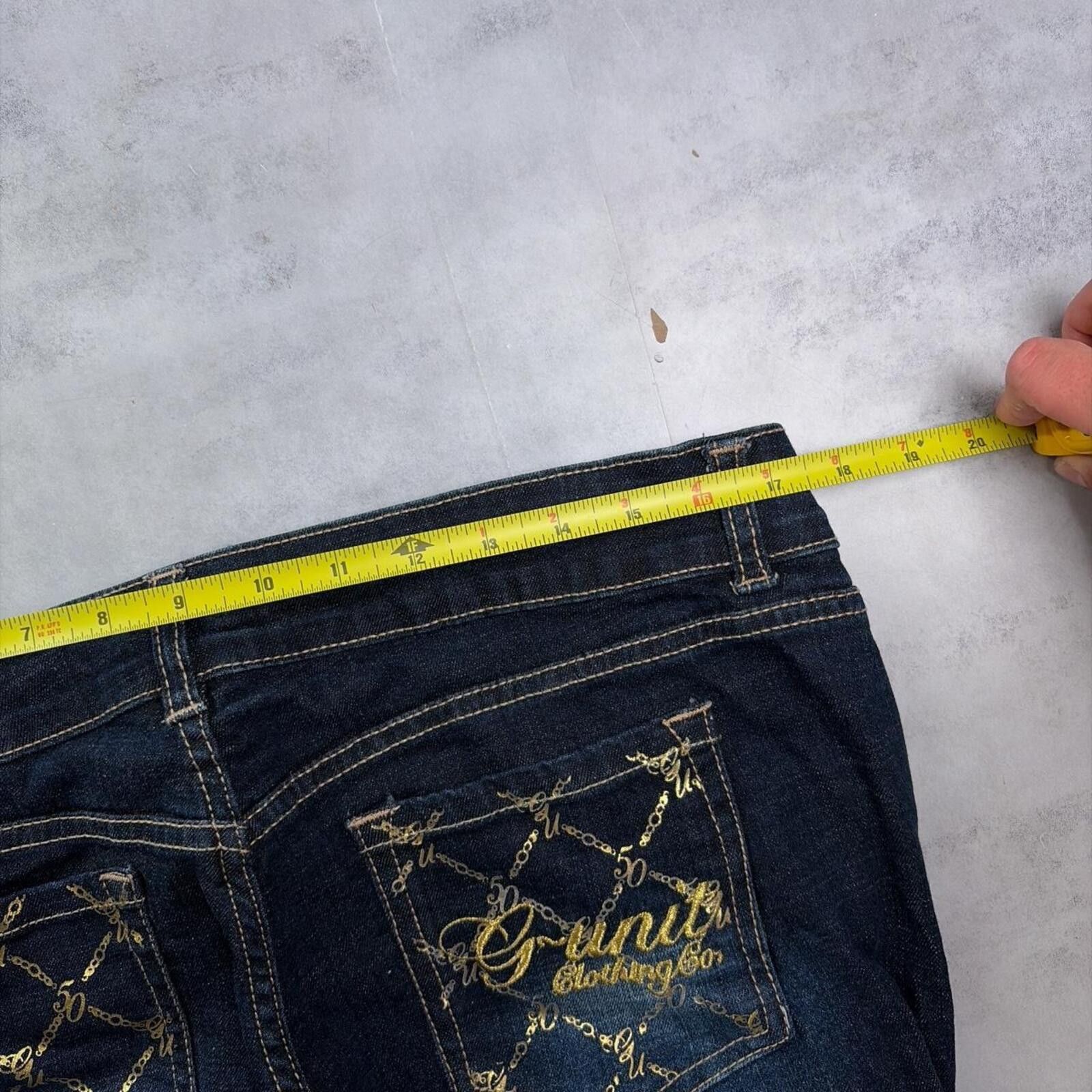Other Y2K Dark Wash G Unit Grunge Flared Denim Jeans Size 34" / US 12 / IT 48 - 6 Thumbnail