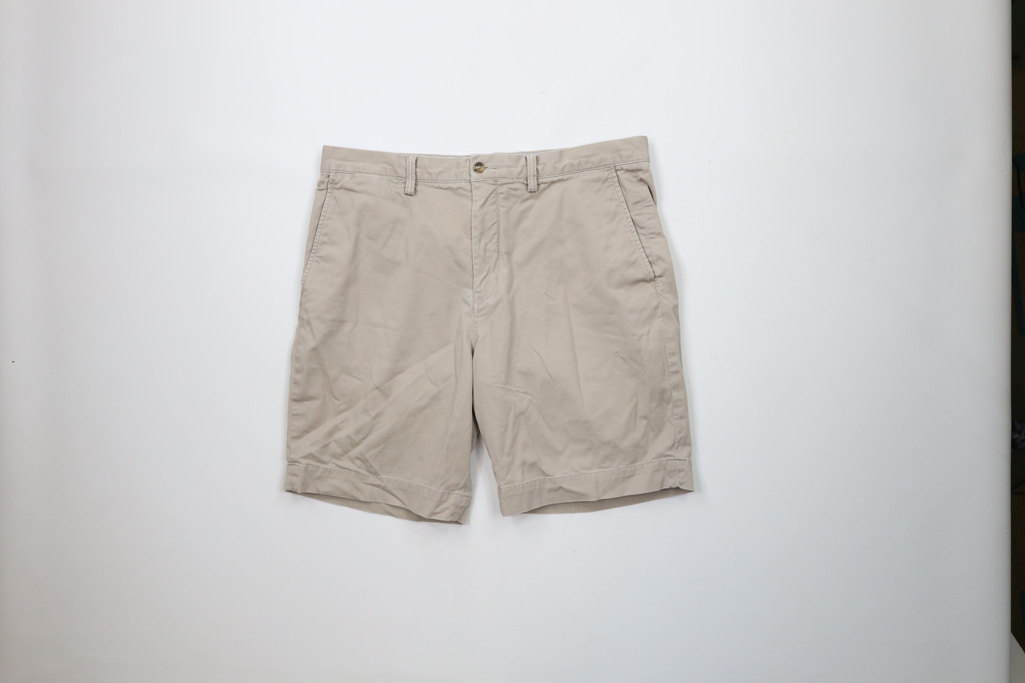 Ralph Lauren × Vintage Vintage Ralph Lauren Above Knee Stretch Chino Shorts Beige Size US 35 - 1 Thumbnail