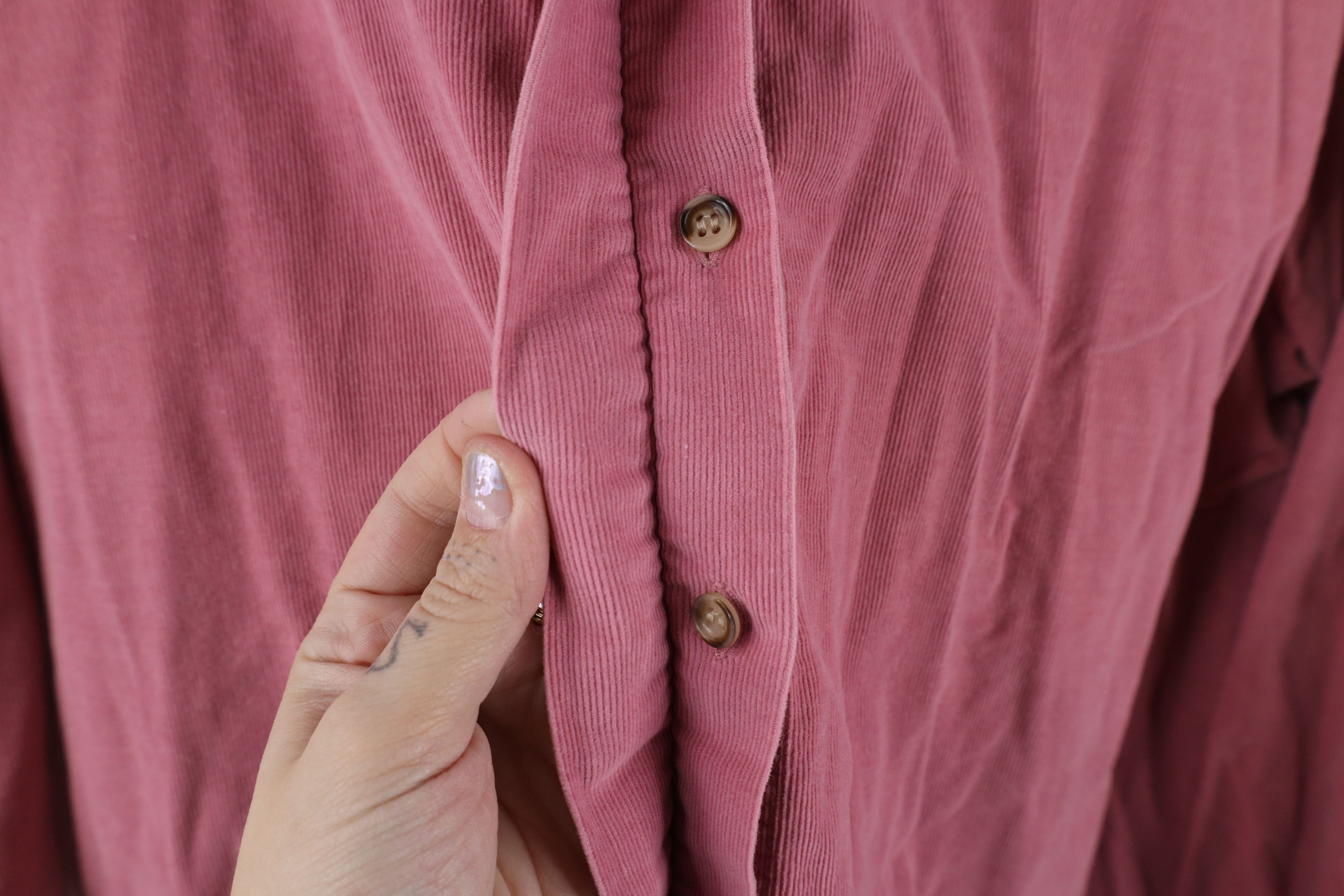 Vintage Vintage 90s Streetwear Corduroy Collared Button Shirt Pink Size XXL / US 16-18 / IT 52-54 - 6 Thumbnail