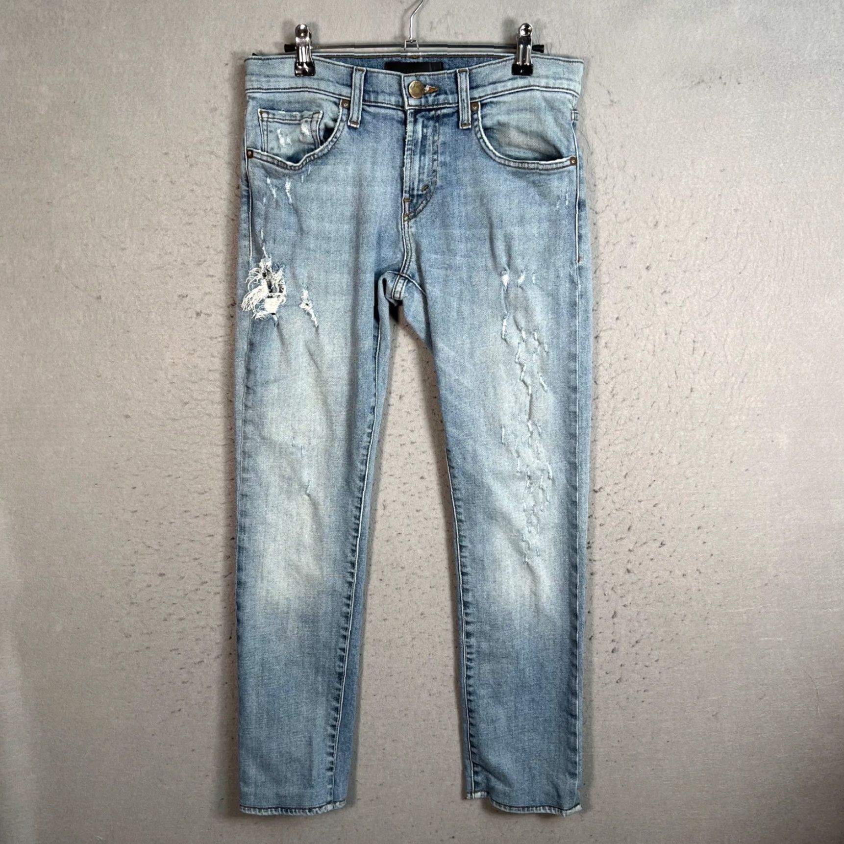 J Brand J Brand Tyler Jeans Slim Straight 29 Mens Blue Cotton Blend Denim 5-Pocket Zip Inseam 28 Distressed Size US 29 - 2 Thumbnail