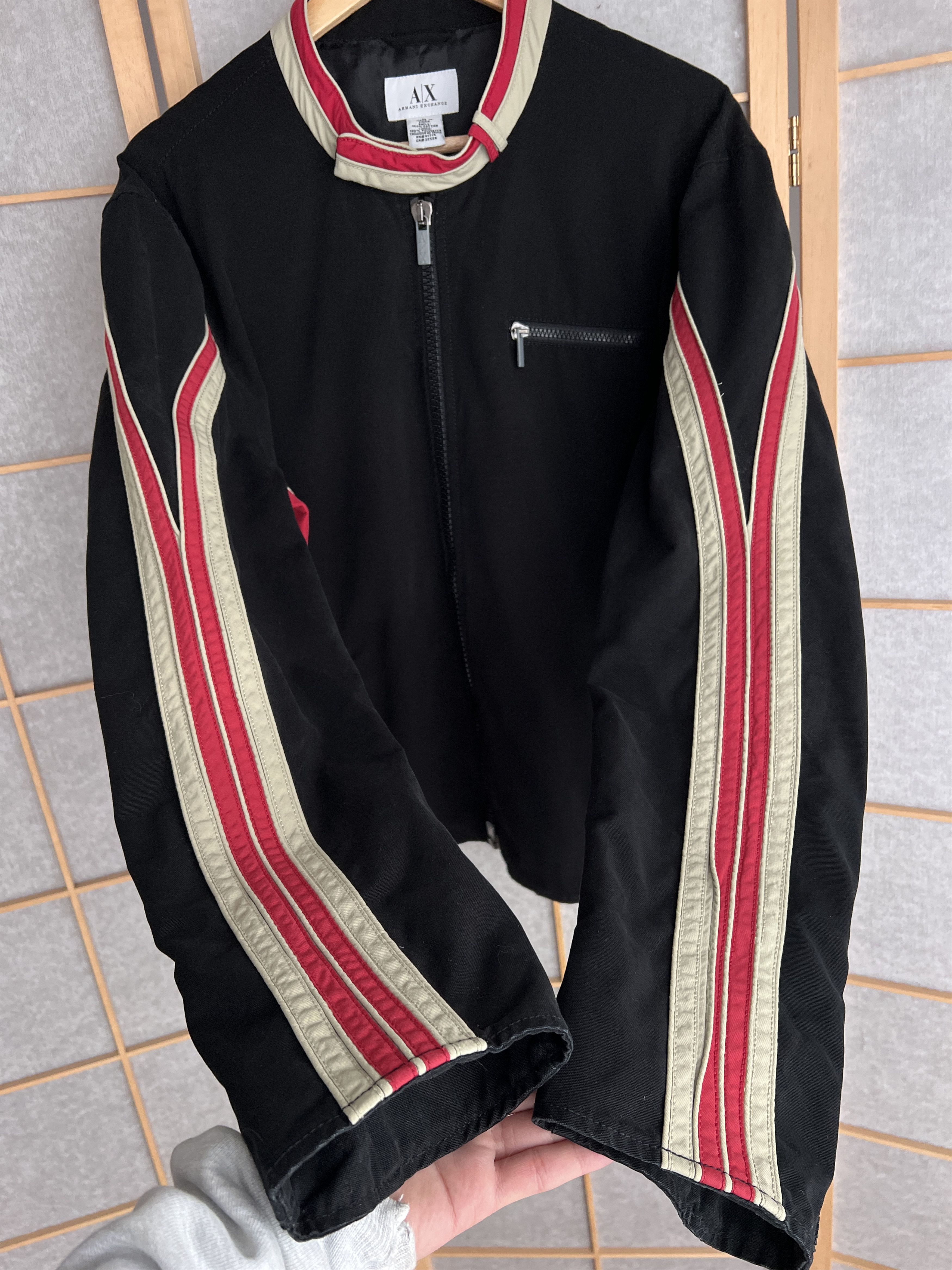 Armani Exchange Armani Exchange racing bomber jacket biker cropped 00s boxy Size US L / EU 52-54 / 3 - 3 Thumbnail