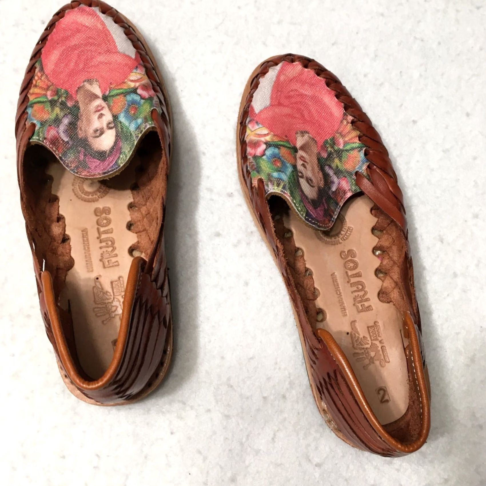 CLOSED frutos Huarache Sandal Womens Red/Tan graphic toe sz 2 CLOSED TOE Slip On Leather Casual Size US 4.5 / IT 34.5 - 6 Thumbnail
