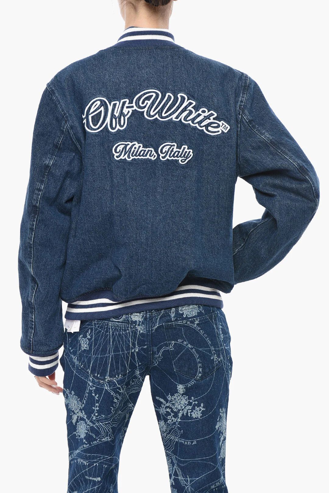 Off-White og1mm0426 Denim Bomber Jacket in Blue Size XS / US 0-2 / IT 36-38 - 1 Thumbnail