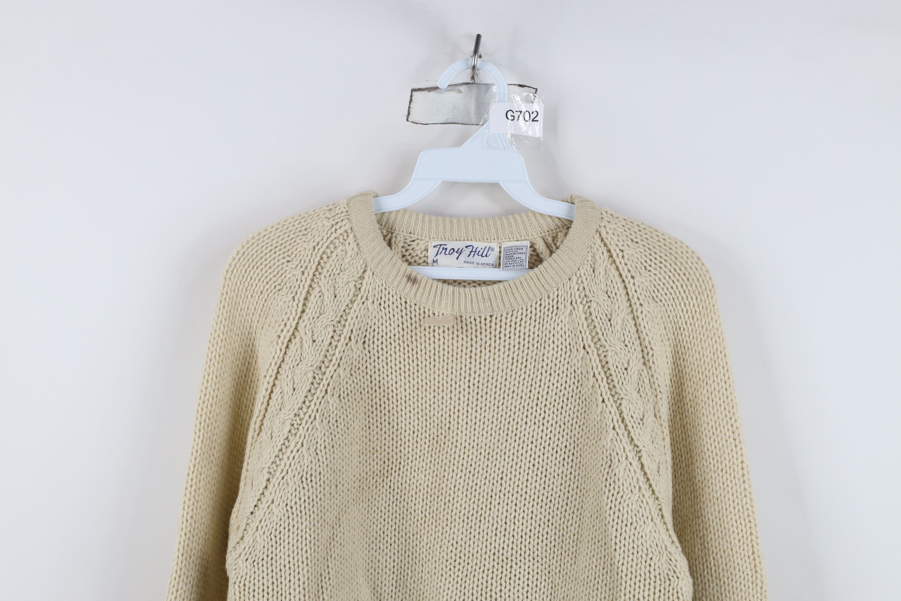 Vintage Deadstock Vintage 70s Streetwear Chunky Knit Sweater Beige Size M / US 6-8 / IT 42-44 - 2 Thumbnail