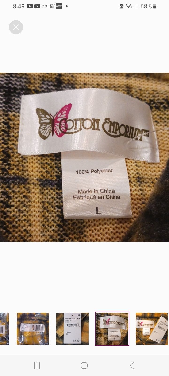 Nordstrom × Other Cotton Emporium Button Front Plaid Shirt Jacket Size L / US 10 / IT 46 - 4 Thumbnail