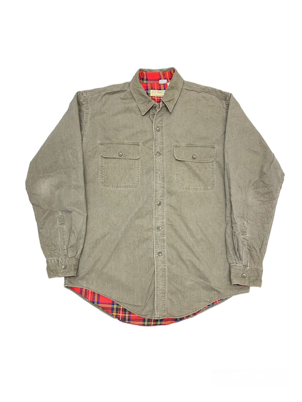 image of L L Bean x Vintage 90's Made In Usa Ll Bean Denim Worker Shirt in Dark Gray, Men's (Size Large)