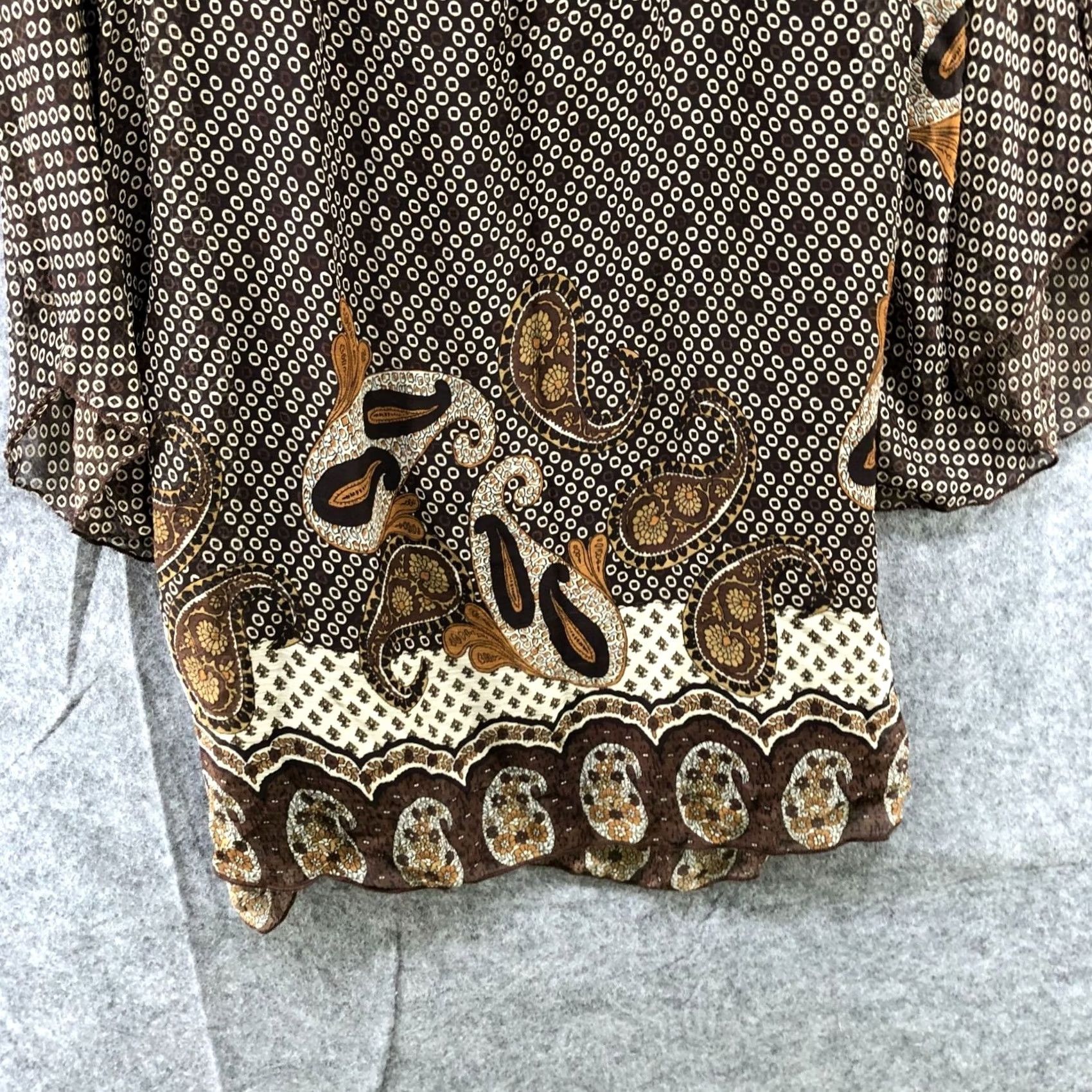 Vintage NWT C.O.C. Womens Brown Paisley Print Blouse Dolman Sleeve Tie Waist 1XL Bohemian Shirt Womens Plus Size 1X Size XL / US 12-14 / IT 48-50 - 4 Thumbnail