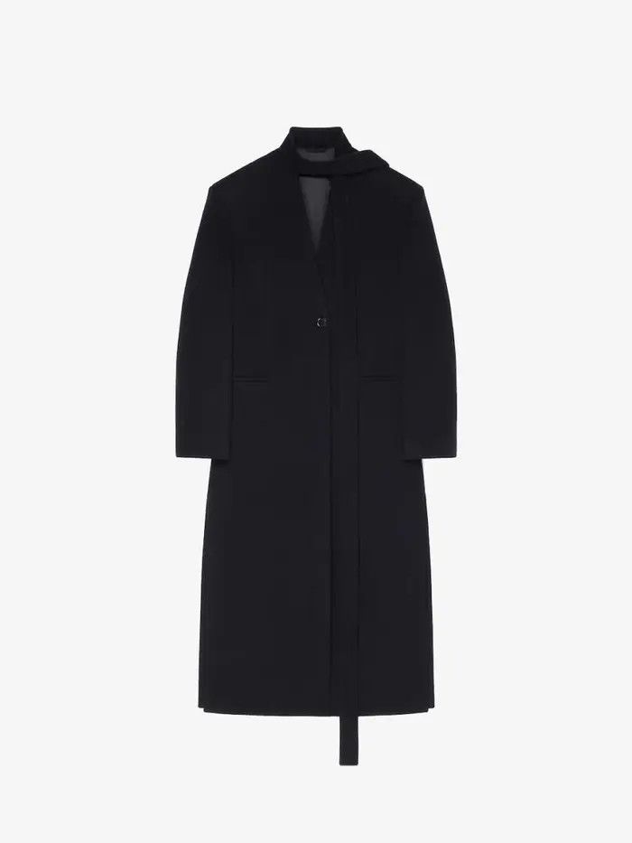 Givenchy o1w1db10325 Coat With Scarf in Black Size S / US 4 / IT 40 - 1 Thumbnail