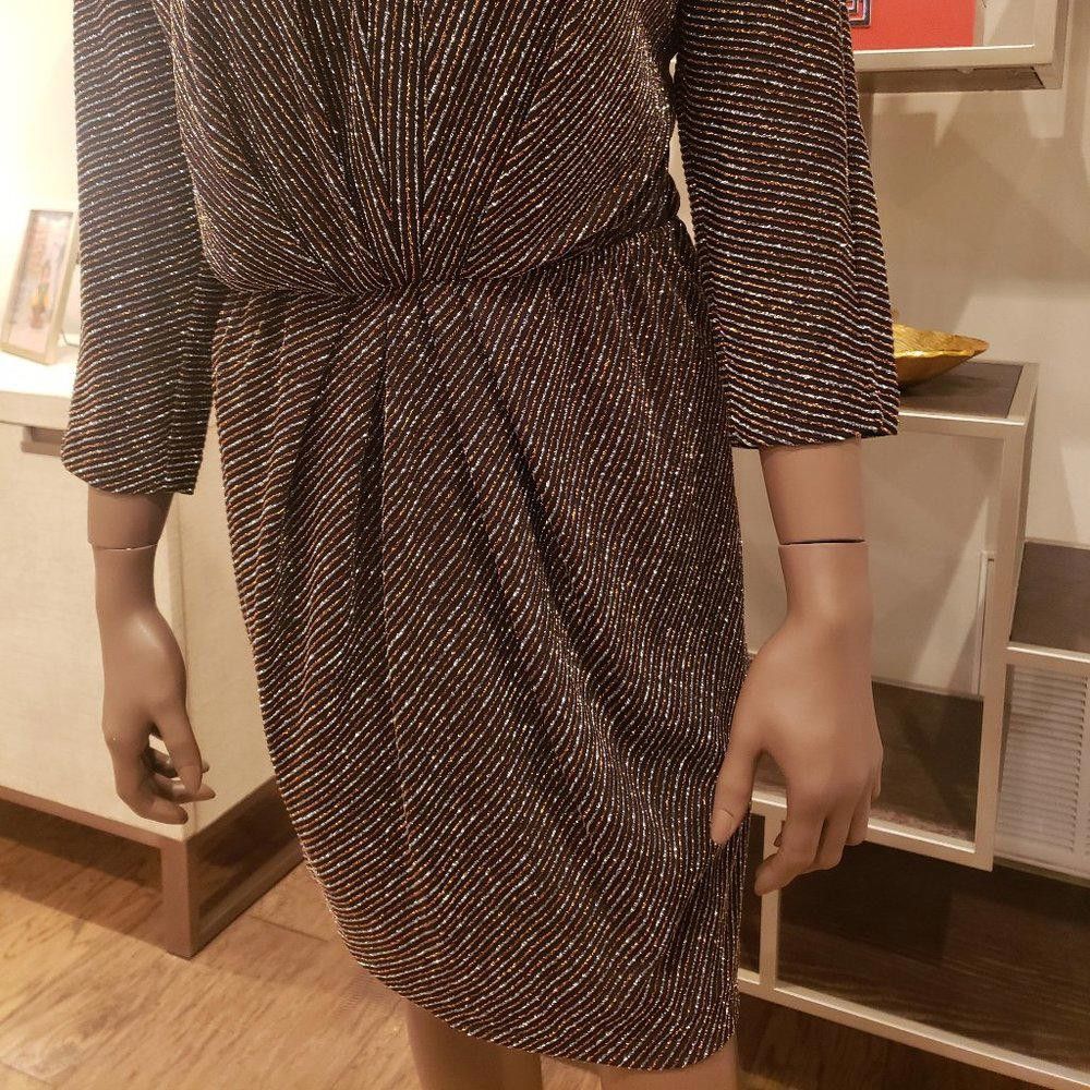 Designer Trina Turk Glitter Striped V-neck dress Size M / US 6-8 / IT 42-44 - 4 Thumbnail