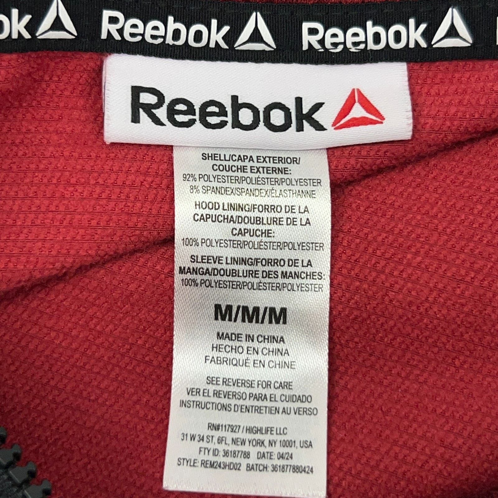Reebok Reebok Half 1/2 Zip Anorak Hoodie Hooded Jacket Red M Size US M / EU 48-50 / 2 - 5 Thumbnail