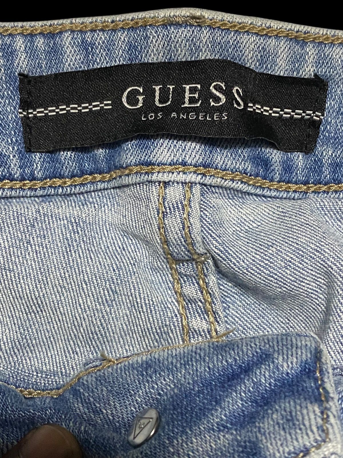 Guess × Pleasures Vintage Guess Blue Patched Ripped Seditionary Skinny Jeans Size US 32 / EU 48 - 13 Thumbnail
