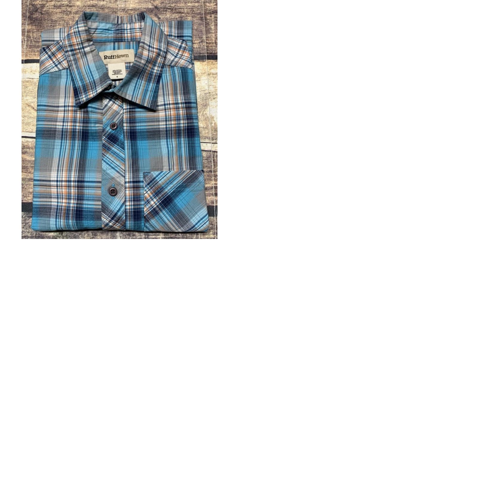 Vintage Ruff Hewn Mens Shirt Short Sleeve Small Blue Teal Plaid Western Button-Down Shirt Size US S / EU 44-46 / 1 - 9 Thumbnail