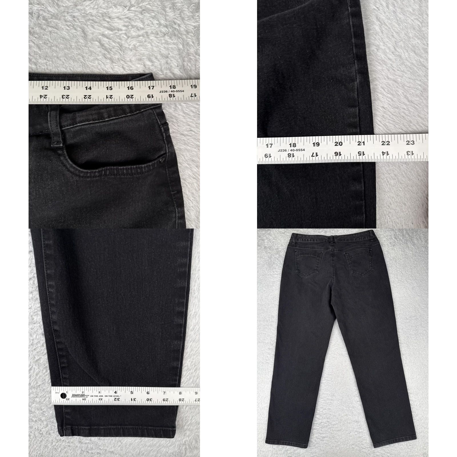 Vintage Bandolino Jeans Women 31x30 Black Denim Straight Leg Washed Zip Fly 5 Pocket Size 24" / US 00 / IT 34 - 9 Thumbnail