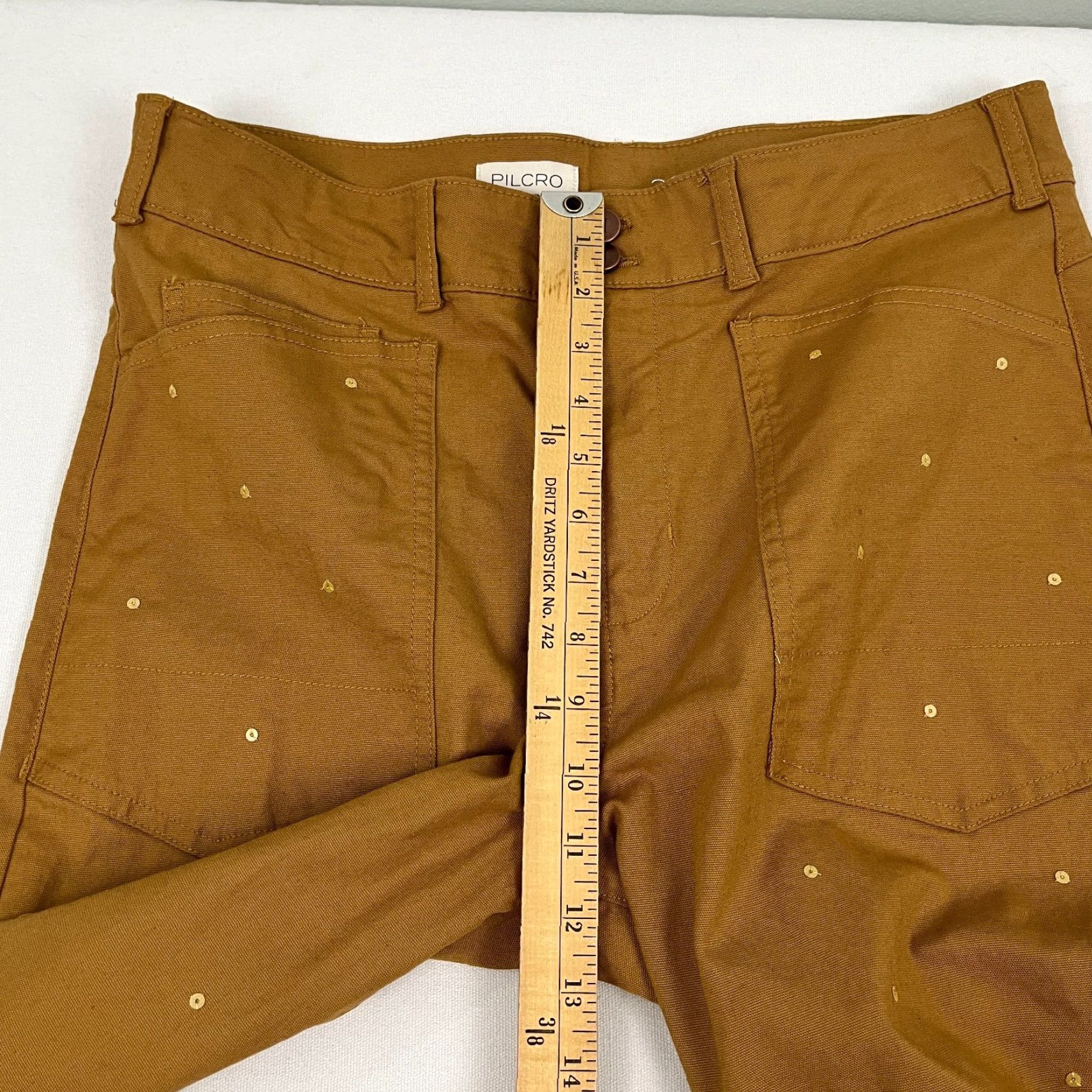 Anthropologie Anthropologie Pilcro Wanderer Pants Women Sz 30 W34 L29 Brown Floral Sequin Boho Size 30" / US 8 / IT 44 - 6 Thumbnail