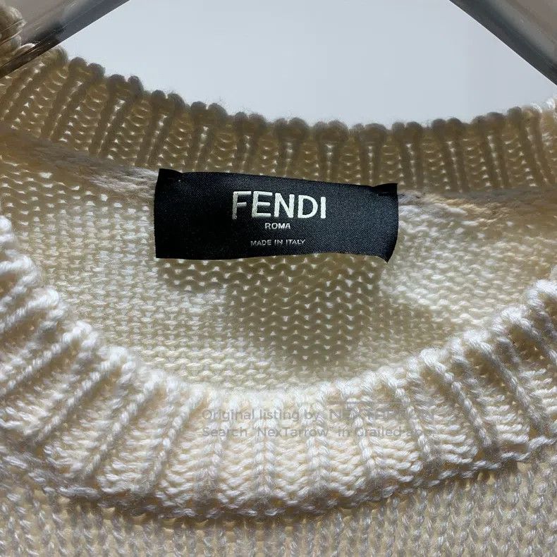 Fendi Fendi Pattern Logo Letter Embroidered Wool Long Sleeve Swe Size US L / EU 52-54 / 3 - 3 Thumbnail