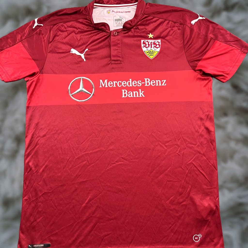 Puma PUMA Stuttgart 2016 2017 Away Football Jersey Mens Large Red T-Shirt Short Sleeve Moisture Wicking Quick Dry Athletic Football Jersey Mens Size US L / EU 52-54 / 3 - 1 Thumbnail