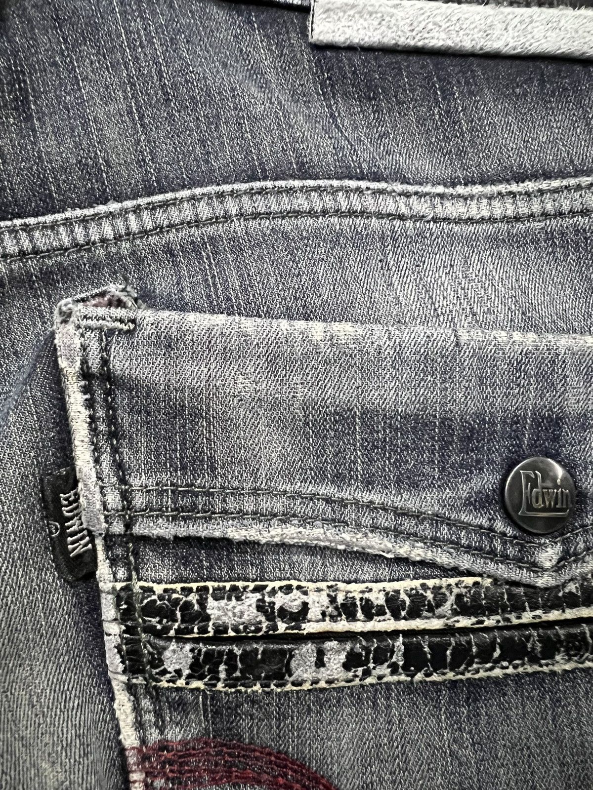 Edwin × Japanese Brand EDWIN WILD FIRE FADED BLACK DISTRESSED JEANS Size US 31 - 13 Thumbnail