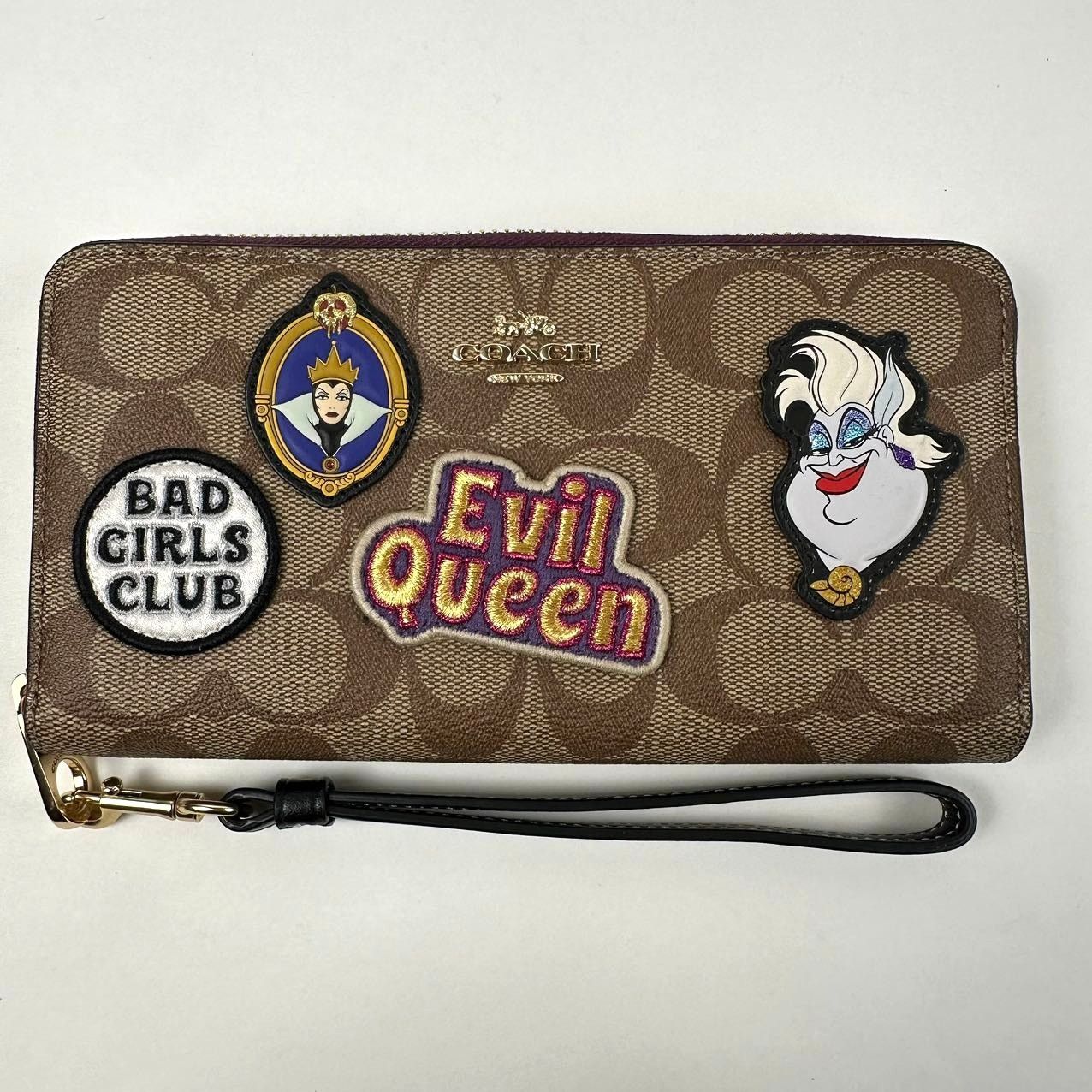 Coach deals CC336 Disney X Coach Long Zip Around Wallet In Signature Canvas Gold/Khaki