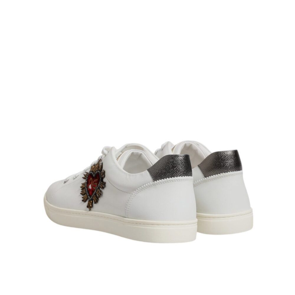 Dolce & Gabbana Dolce & Gabbana White Leather Heart Embellished Sneakers Sho Size US 10 / EU 43 - 5 Thumbnail