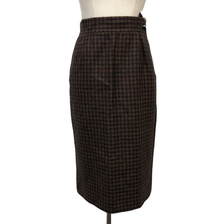 Saint Laurent Paris Saint Laurent Wool Houndstooth Midi Skirt Size 27 Size 27" / US 4 / IT 40 - 1 Thumbnail