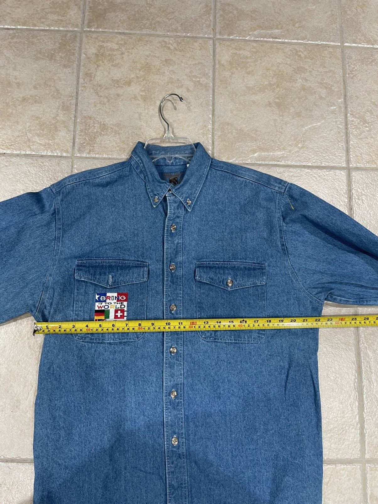 Other VTG Bear Back Men's Lg Long Sleeve Button Down Blue Denim Size US XL / EU 56 / 4 - 8 Thumbnail