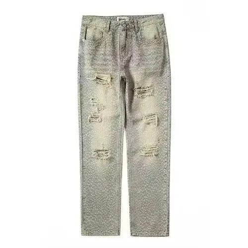 Other Leopard Ripped frayed hole blue washed jeans Size US 34 / EU 50 - 4 Thumbnail