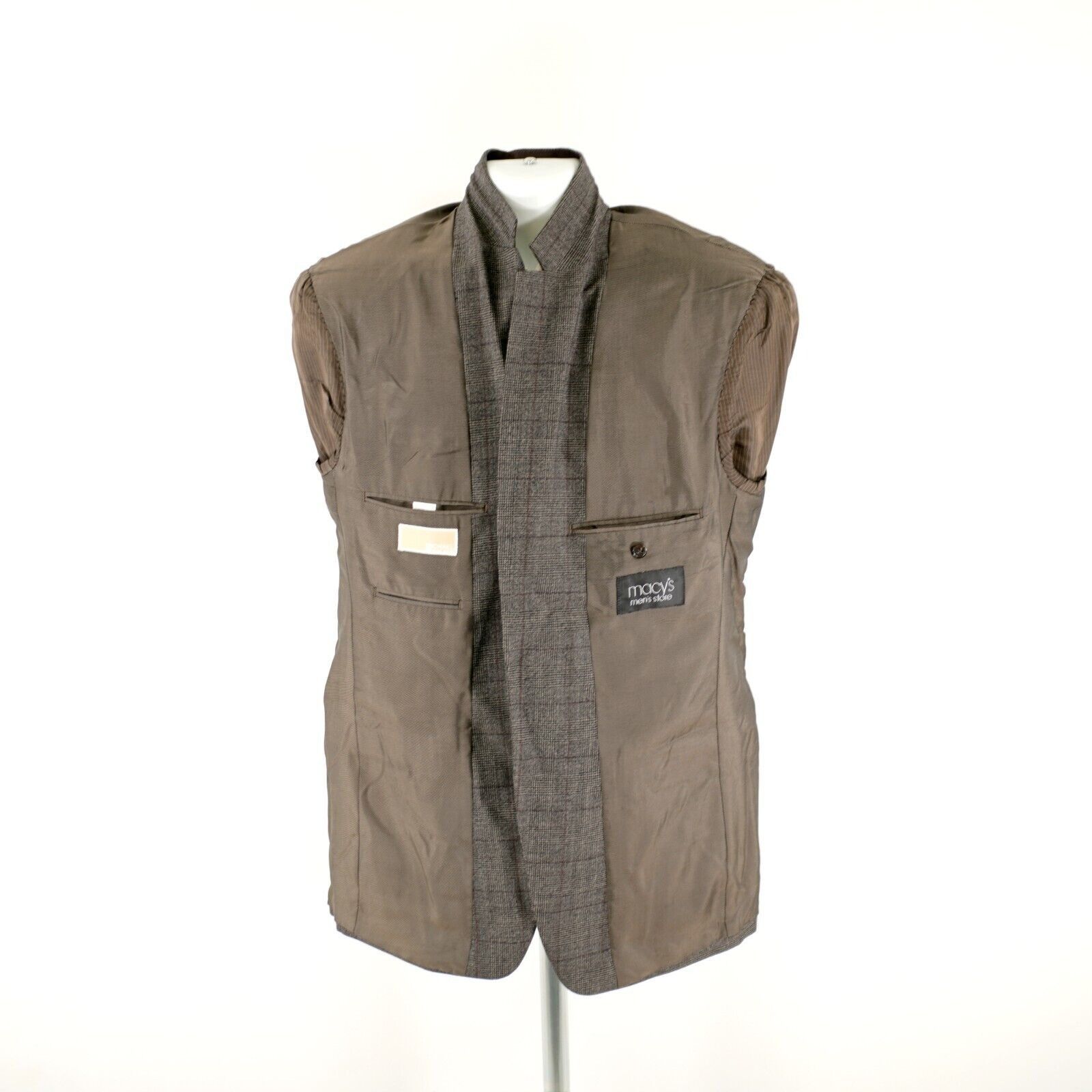 Michael Kors Michael Kors Wool Brown Glen Plaid Windowpane 2 Button Sport Size 40L - 13 Thumbnail