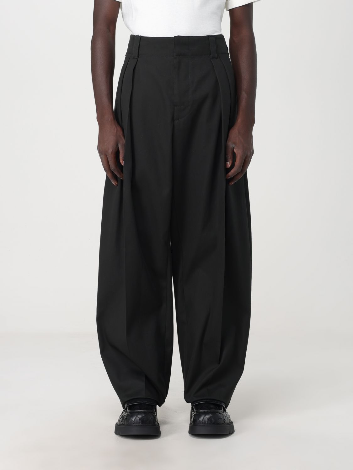 Bottega Veneta o1s1rm0725 Cotton Twill Pleated Pants in Black Size US 36 / EU 52 - 1 Thumbnail