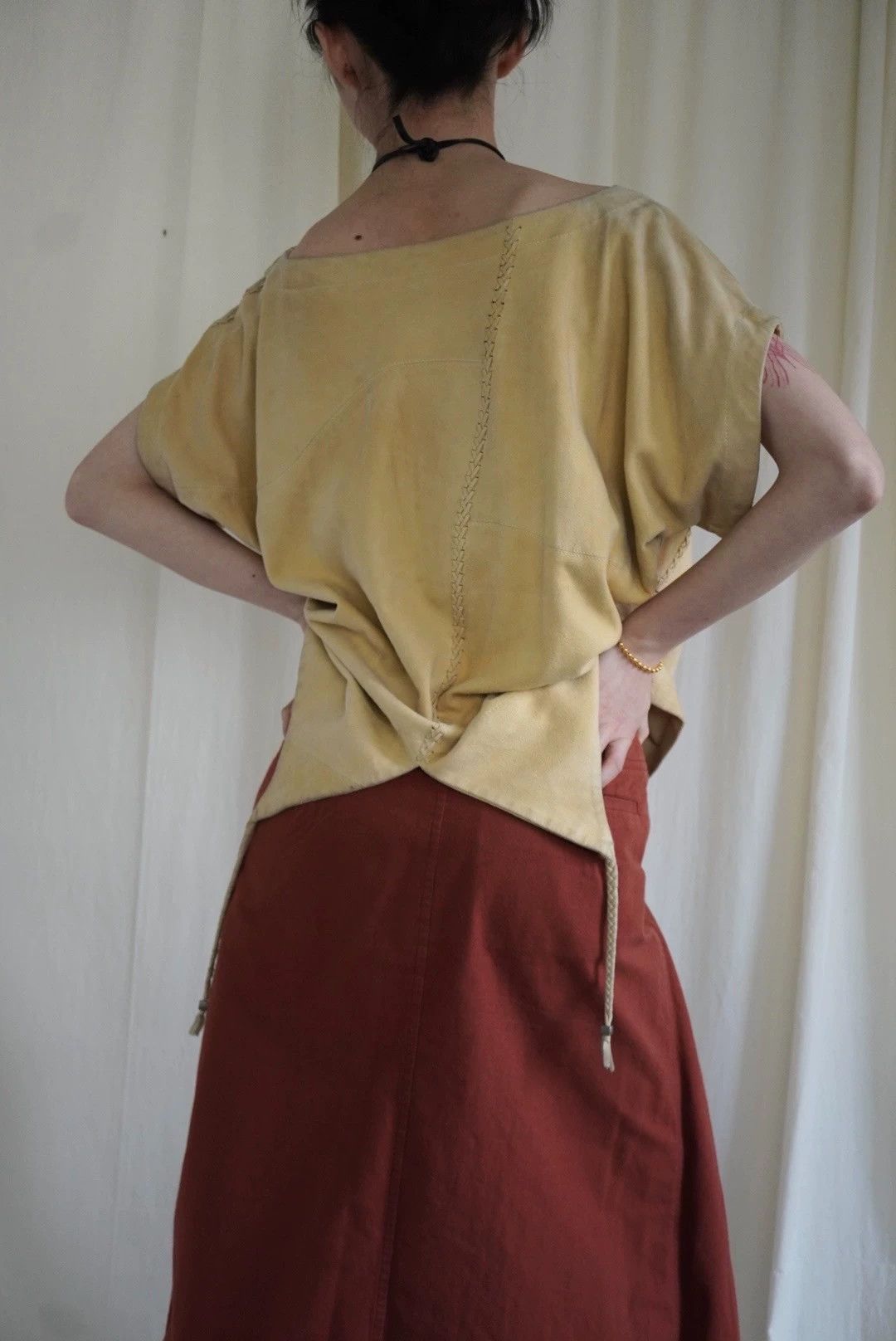 Issey Miyake Issey Miyake 1991 Woven Sheepskin Tuxedo Top Yellow Suede M Size M / US 6-8 / IT 42-44 - 6 Thumbnail
