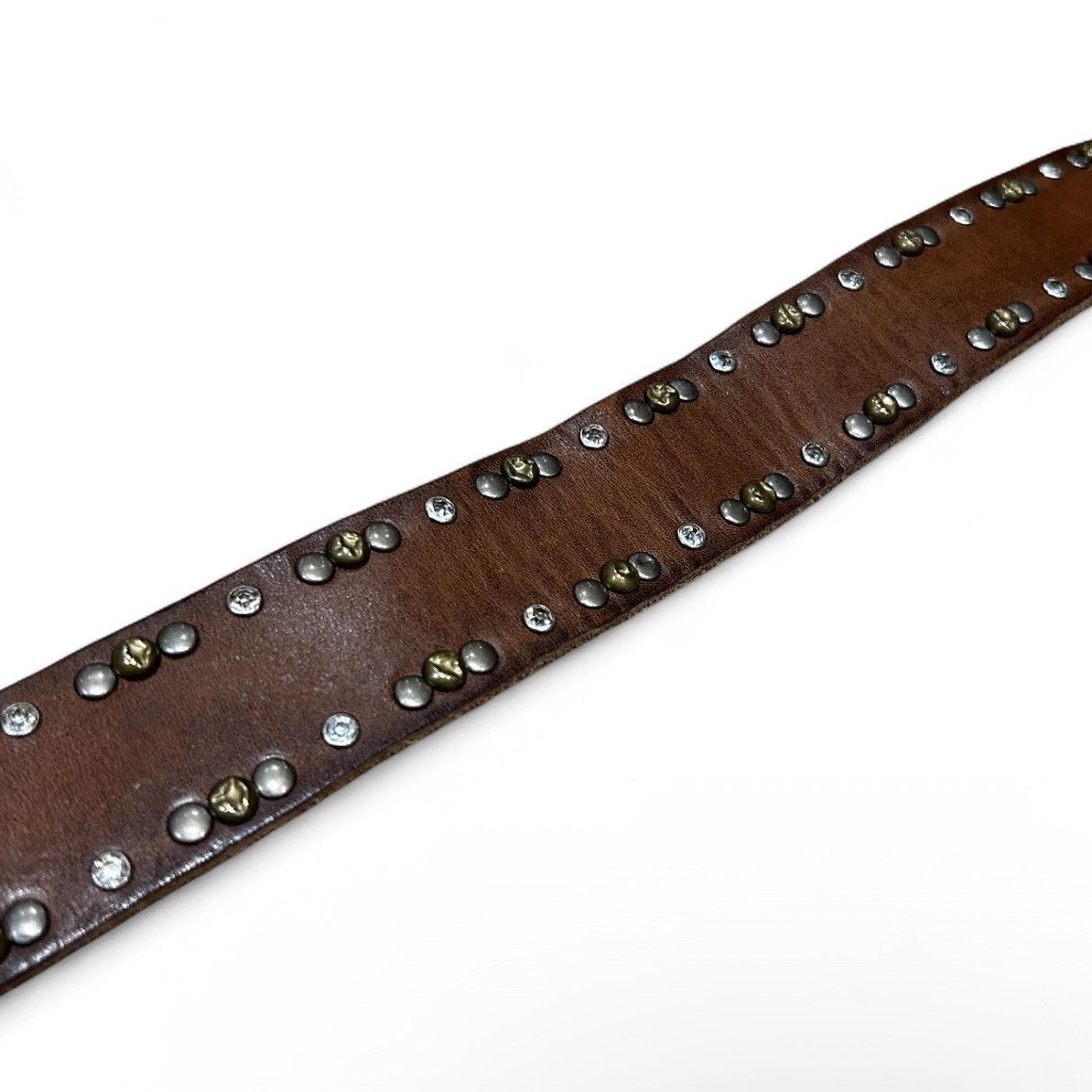 Japanese Brand Tornado Mart Skull Buckle Studded Leather Belt Size 34 - 6 Thumbnail