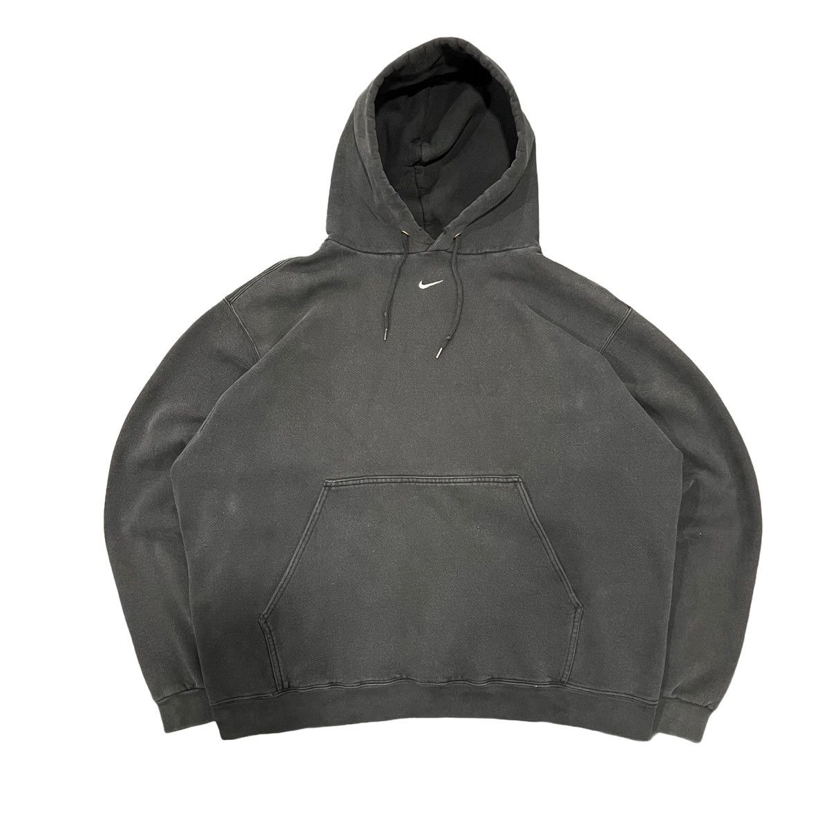 Nike Vintage 90s Nike Center Swoosh Hoodie Faded Black size XXL Size US XXL / EU 58 / 5 - 1 Thumbnail