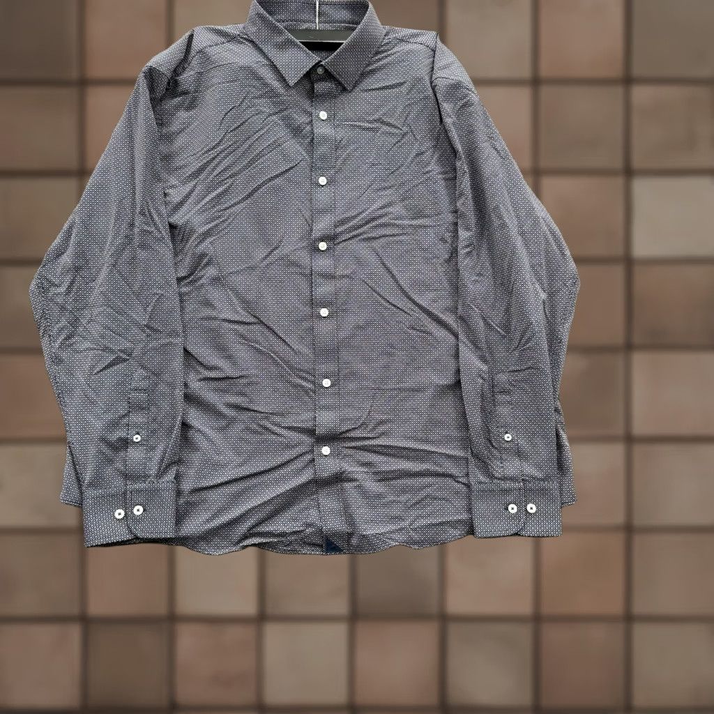 UNTUCKit UNTUCKit Shirt Men 3XL Nylon Long Sleeve Button Up Office Business Regular Fit Geometric Wool? (Correction: wool not in original) Size US XXL / EU 58 / 5 - 1 Thumbnail